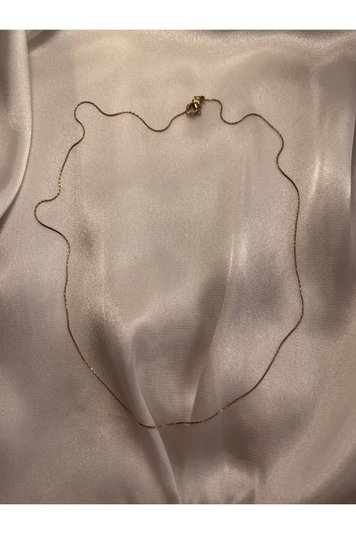 Butik Erkek Düz Gold Zincir Kolye / Çelik - 25 cm