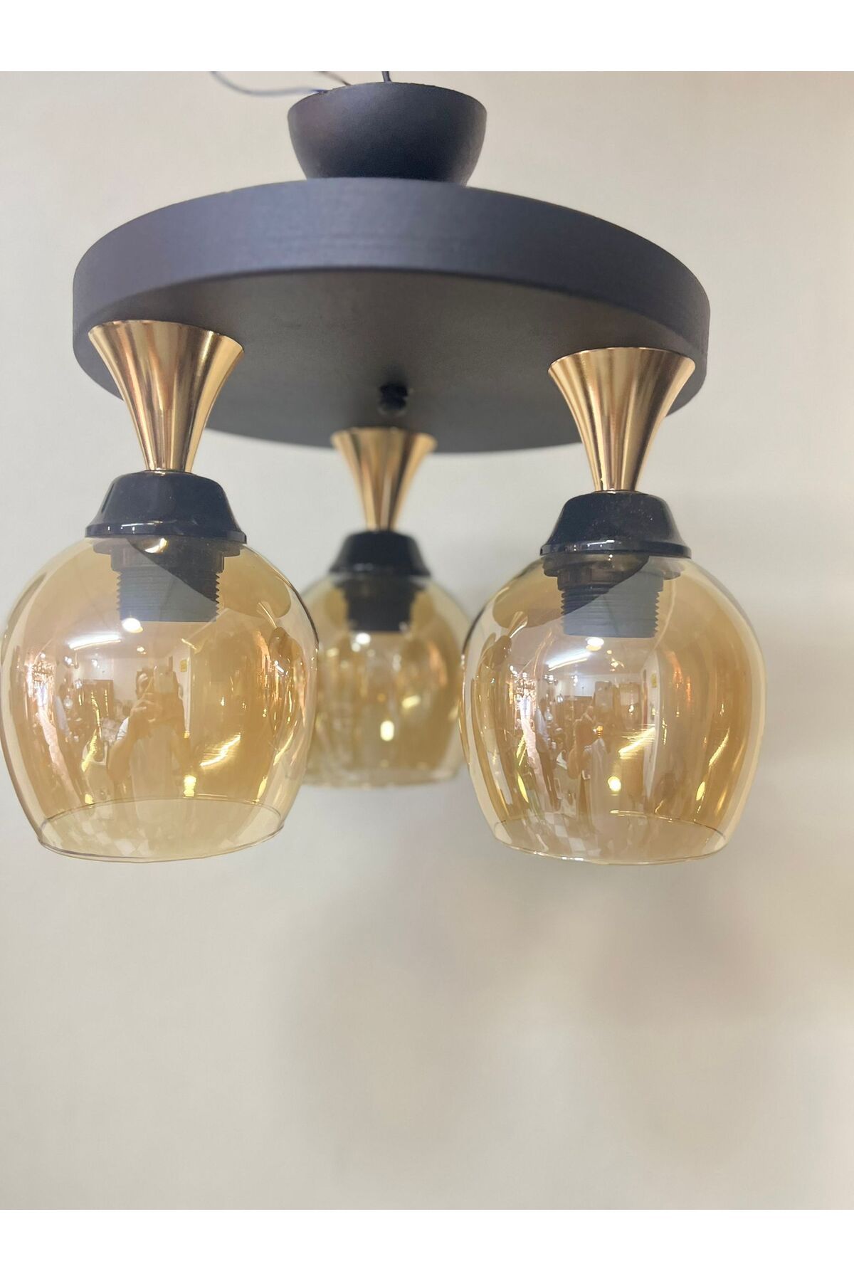 TIGEA Accessories ÇİFT CAM ÜÇLÜ LÜKS SARKIT AVİZE SALON YEMEK ODASI