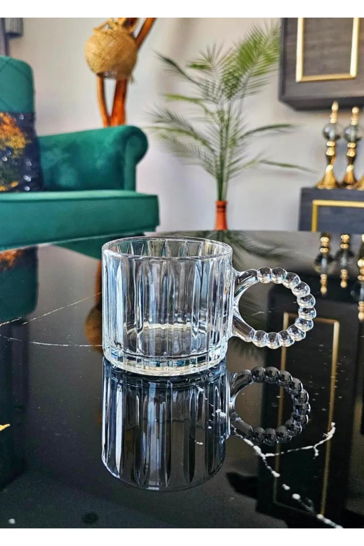 KARALYAN 1 Adet Boncuk Kulplu Cam Kupa Boncuklu Cam Kupa Espresso Meşrubat Bardağı