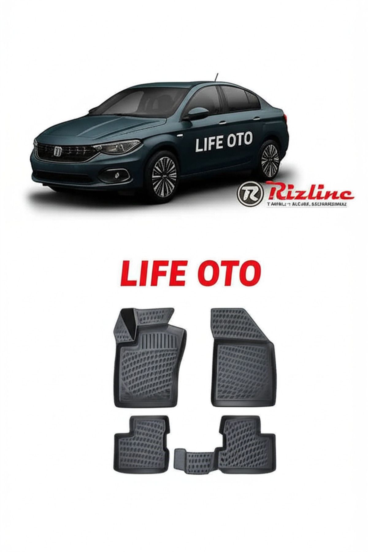 LIFE OTO Fiat Egea Sedan 3d Havuzlu Paspas 2015-2016-2017-2018-2019-2020-2021-2022-2023-2024-2025