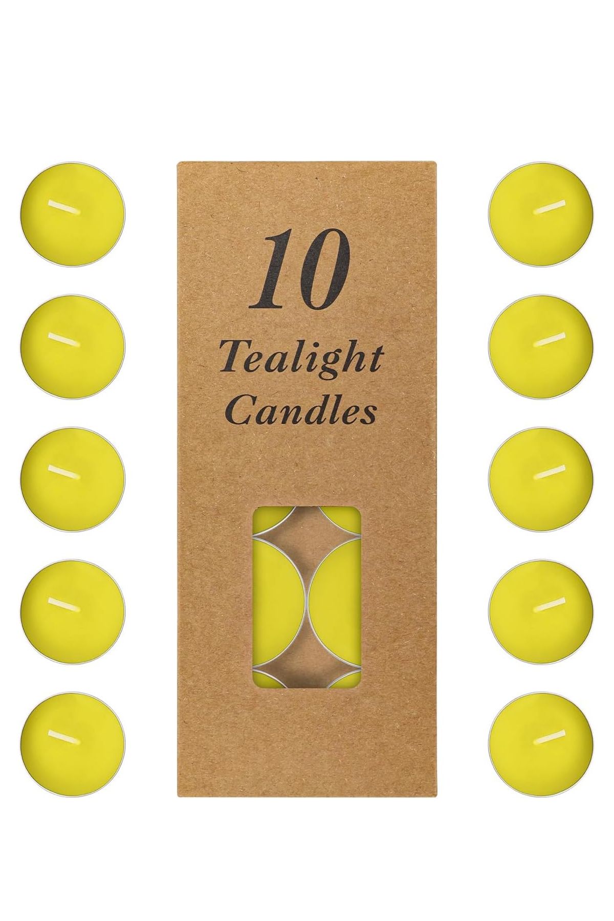 Me Ama Tealight Mumları, Kokulu Olmayan Uzun Yanan Tealight Mumları, (Sarı 10 adet)