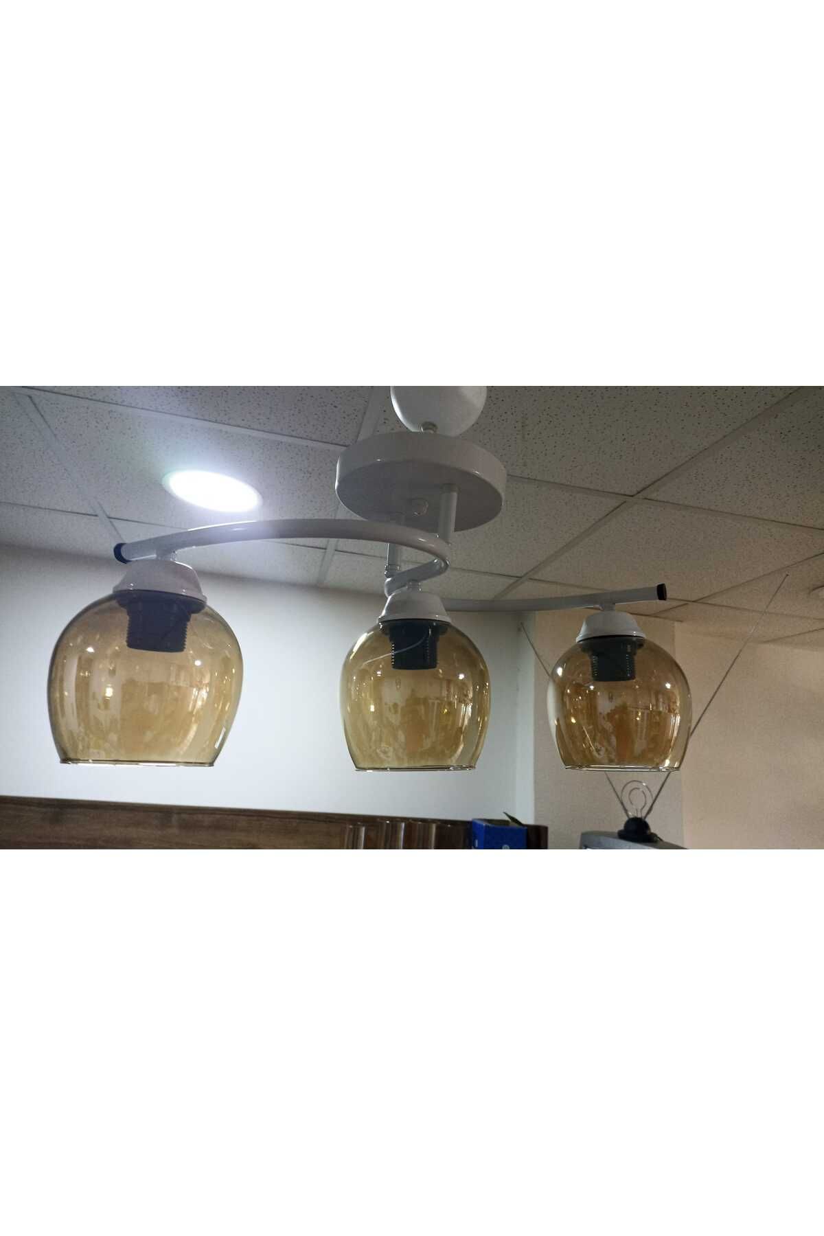 TIGEA Accessories FUJİ ÜÇLÜ CAM SALON MUTFAK S TİP MODERN AVİZE