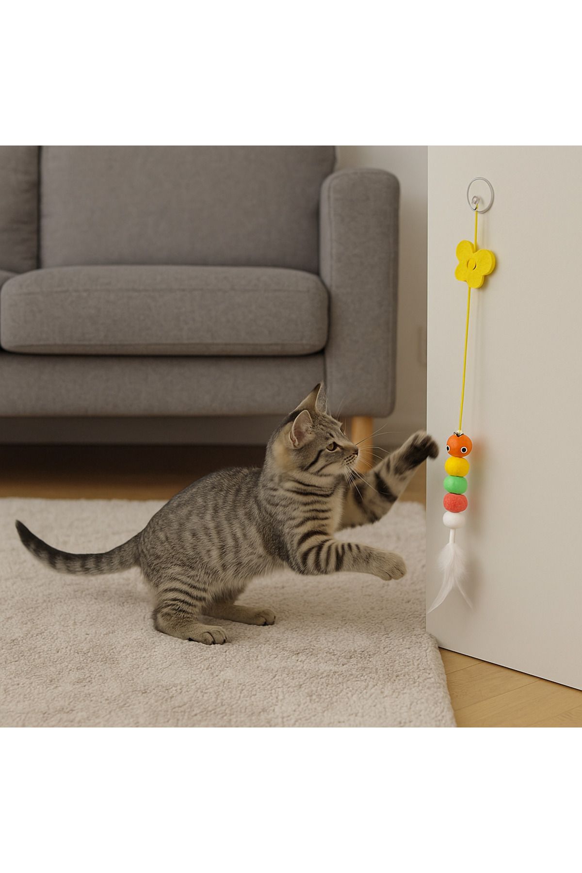 Mersi SHOP Elastik Yapışkanlı Kedi Oyun Oltası