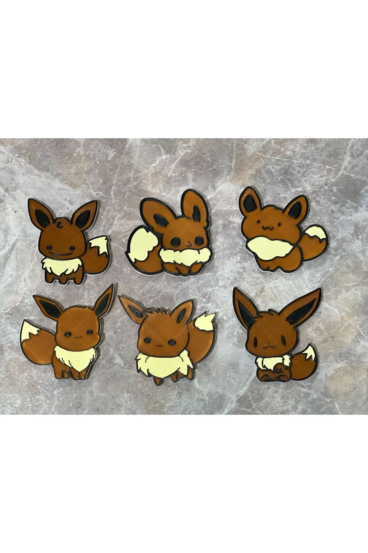 Vision Craft Sevimli Eevee Chibi Pokemon Buzdolabı Mıknatıs/Anahtar/Pin/Saç Klibi (3 Adet)