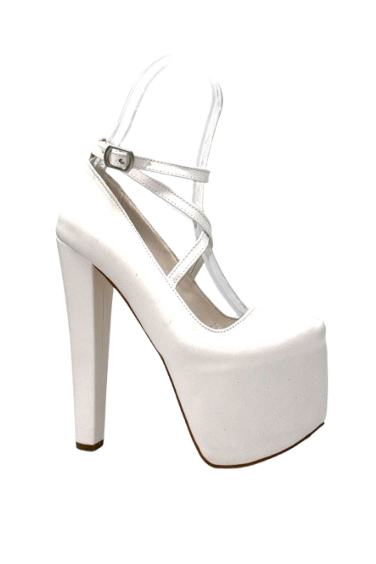 KİNDEP Kindep Yüksek Topuklu (18 cm) Platform (7 cm) Kadın Ayakkabı BEYAZ