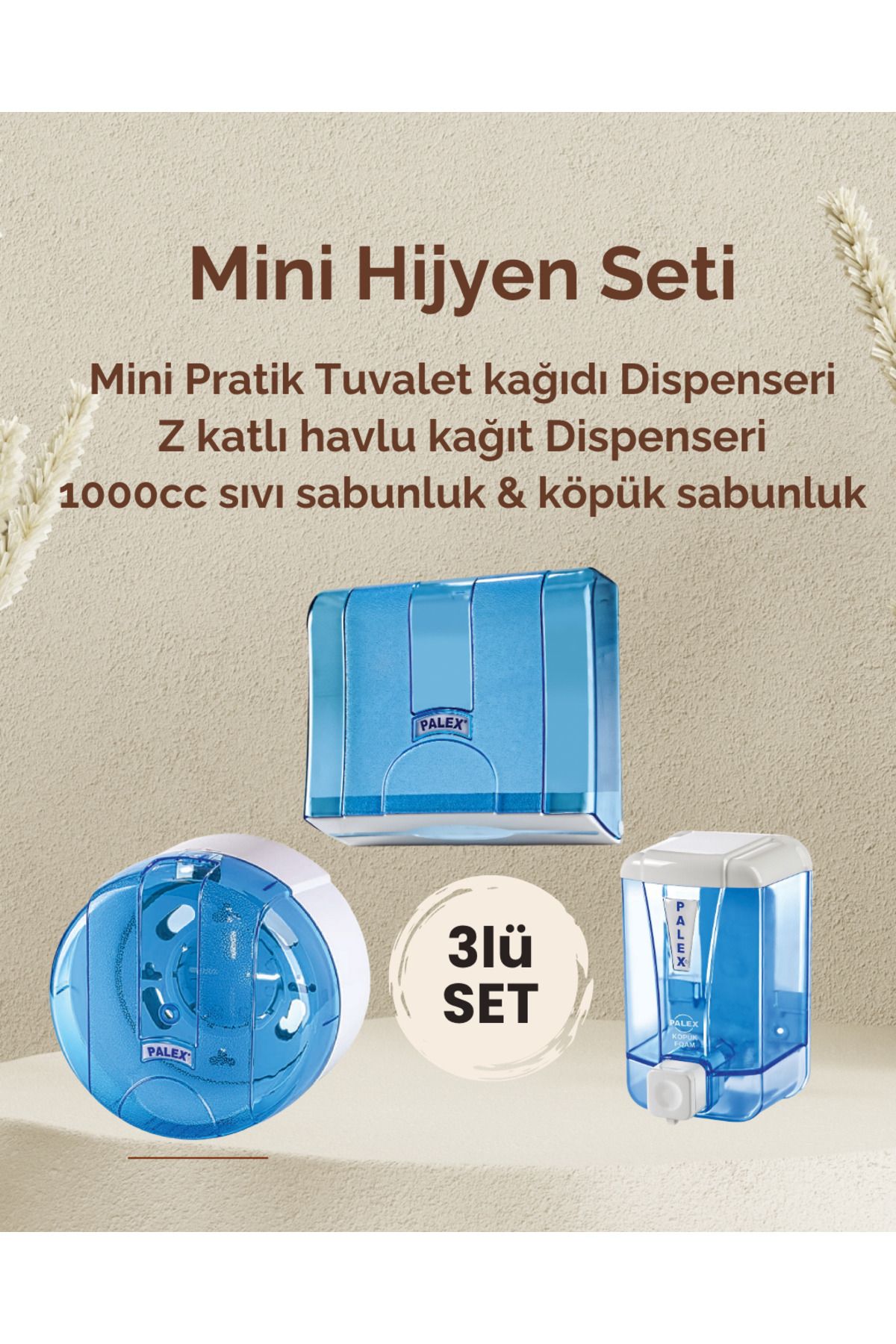 Palex 3 lü Hijyen Seti ( Sıvı Sabunluk+Tuvalet Kağıt Dispenseri+ Z Katlı Havlu Dispenseri )