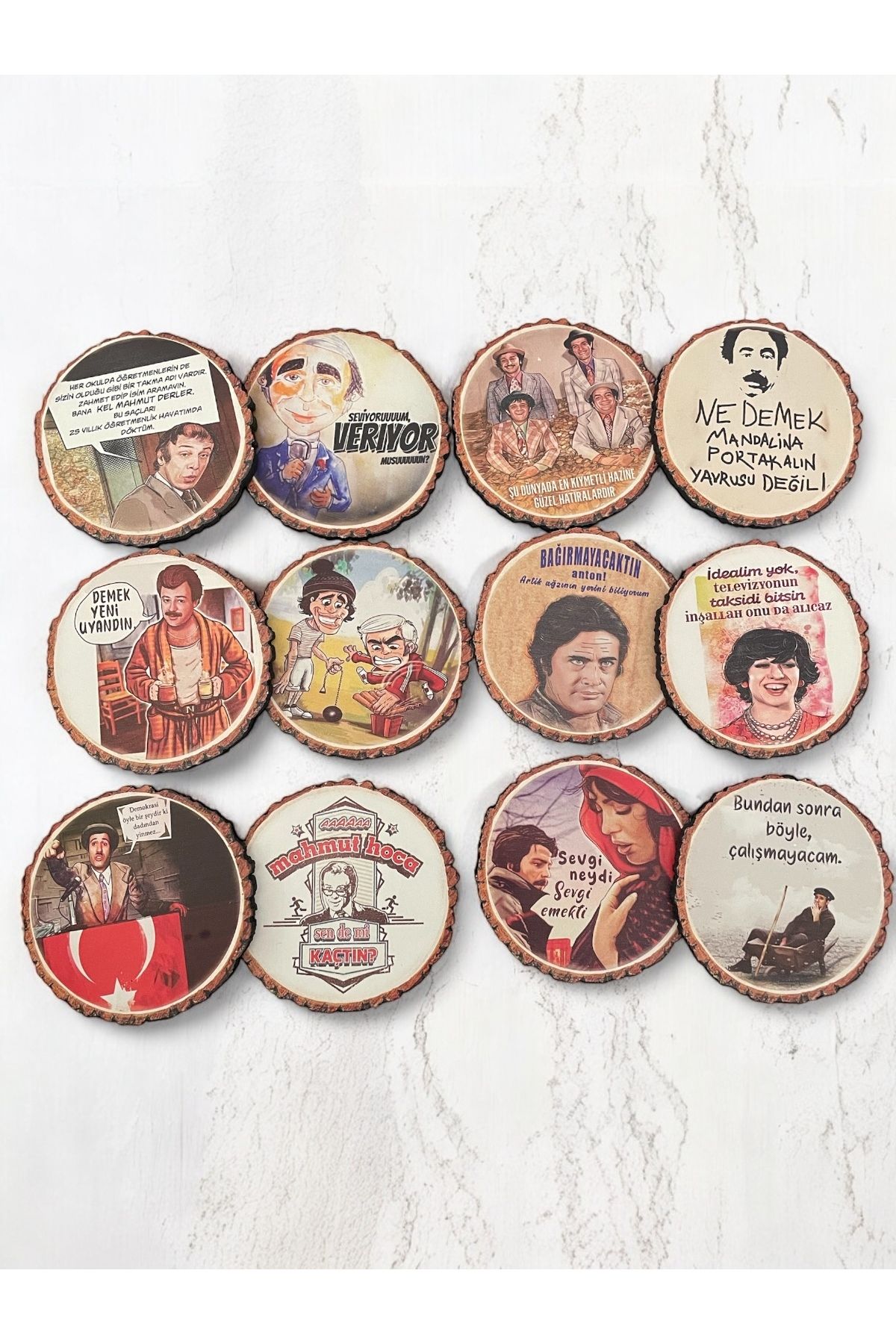 Artistic Quality Nostaljik Yeşilçam Replikleri ile Baskılı Çay, Kahve, Meşrubat Altlığı - Nihale 18 Adet