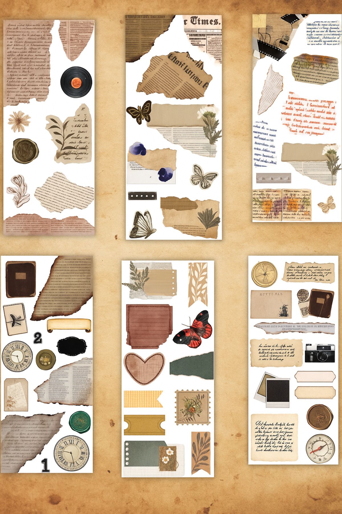 aysaplanner 6'lı Vintage Temalı Sticker Seti Bullet Journal Ajanda için uygun vintage01