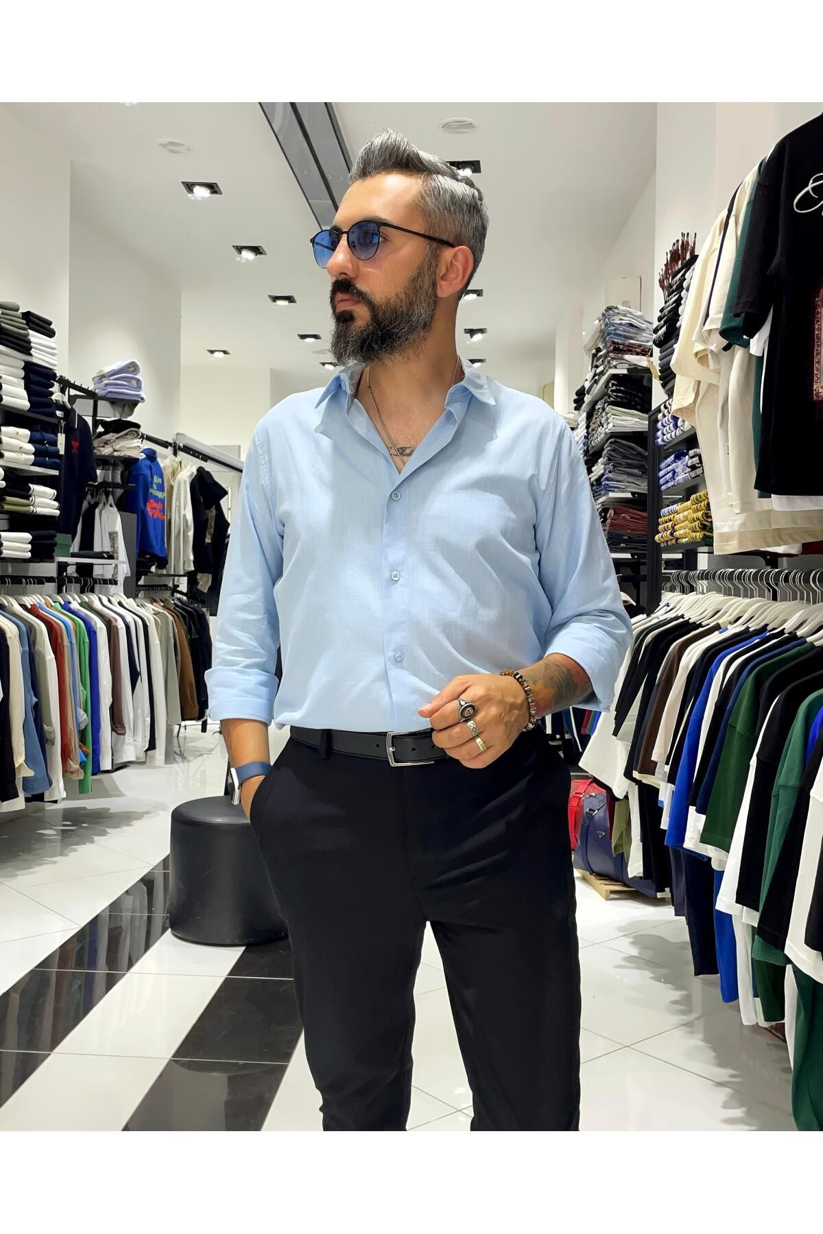 higo Regular Fit Keten Pamuk Erkek Gömlek