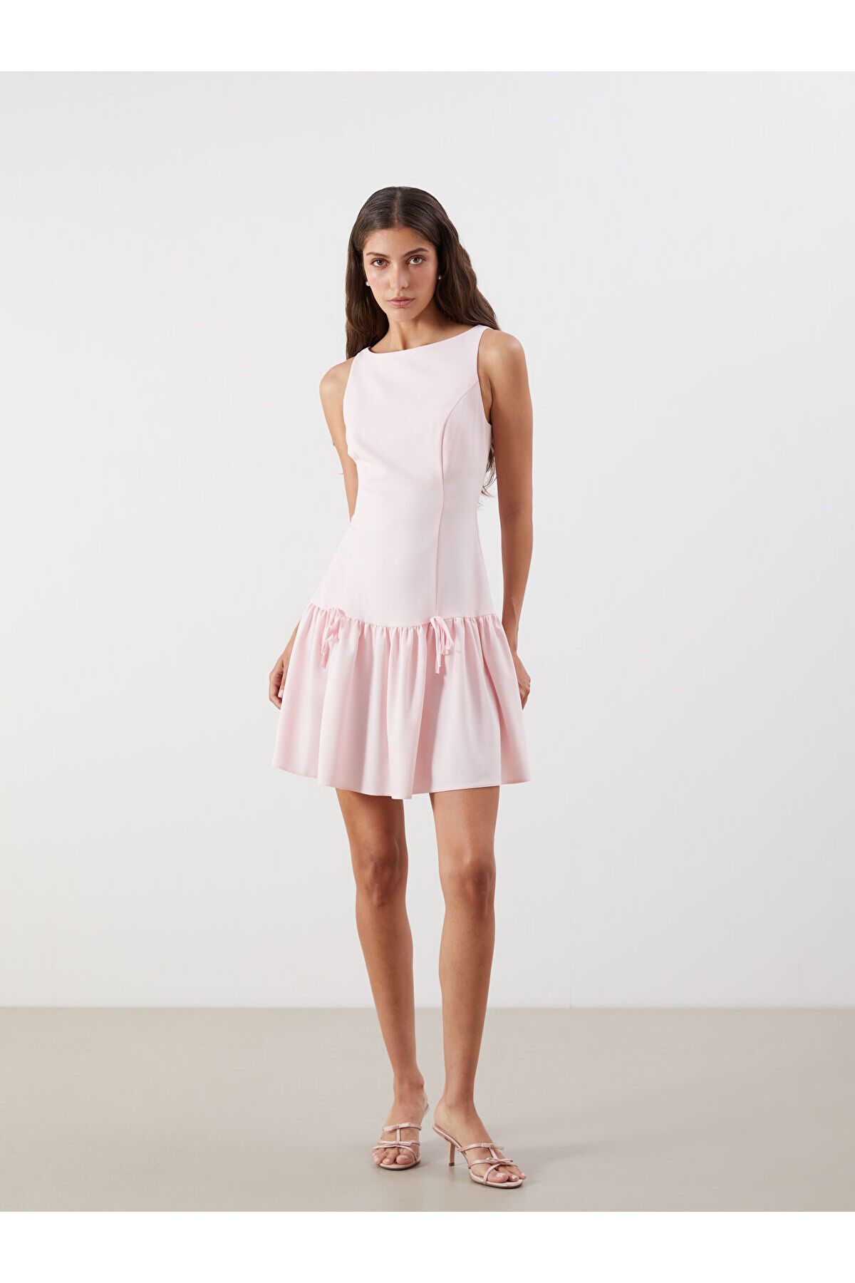 LC Waikiki Bisiklet Yaka A Kesim Poplin Mini Elbise