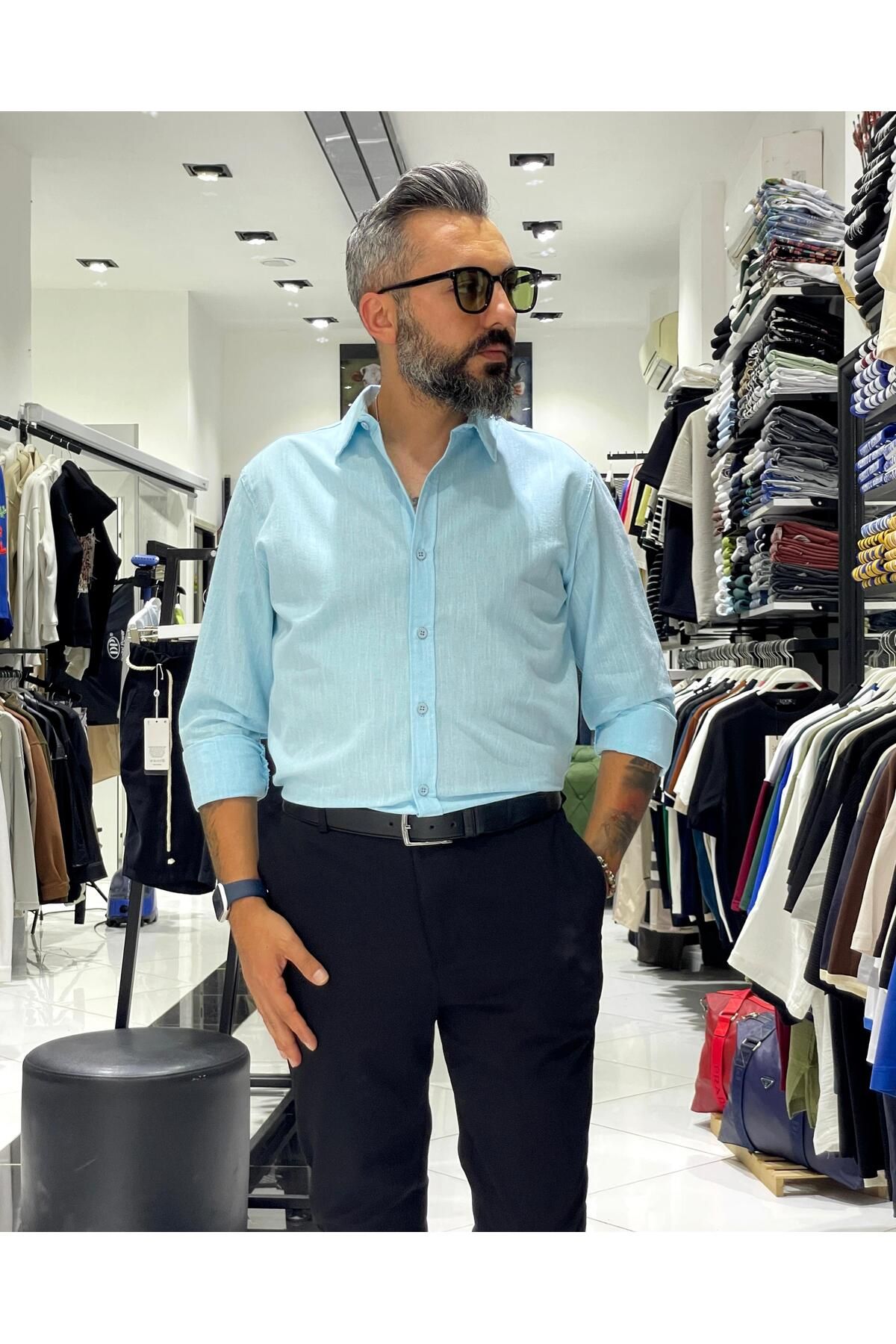 higo Regular Fit Keten Pamuk Erkek Gömlek