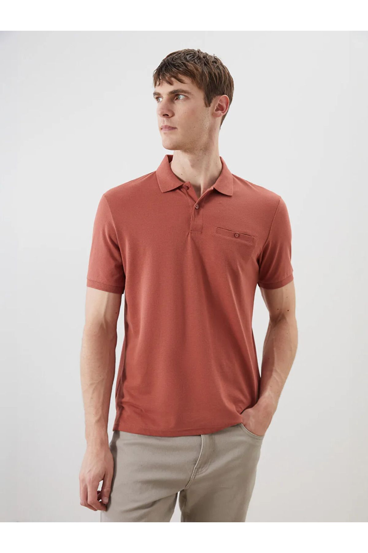 LC Waikiki LCWAIKIKI Classic Turuncu Polo Yaka Erkek Tişört