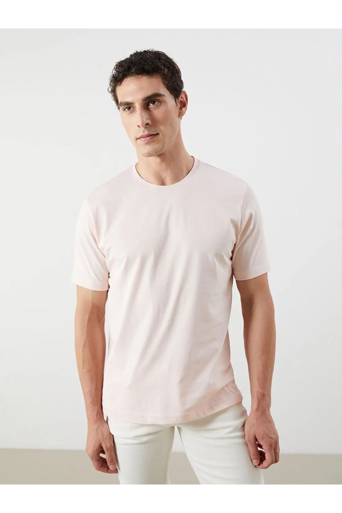 LC Waikiki LCWAIKIKI Basic Pembe Bisiklet Yaka Penye Erkek Tişört