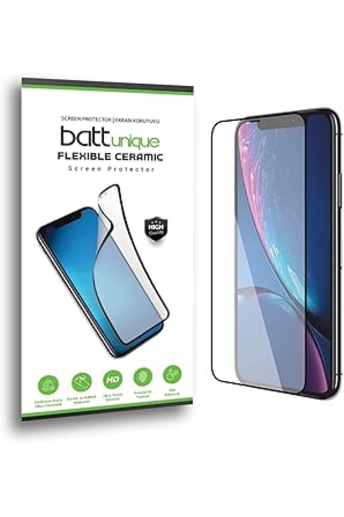 Qedii Battunique Iphone7 / 8 Siyah Esnek Seramik Ekran Koruyucu Jeletin