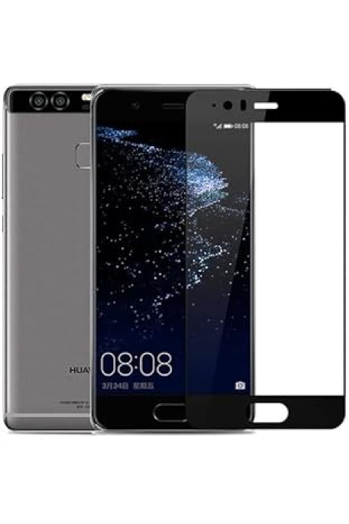 Qedii Huawei P10 Uyumlu Full Kaplayan Ekran Koruyucu Cam - Siyah