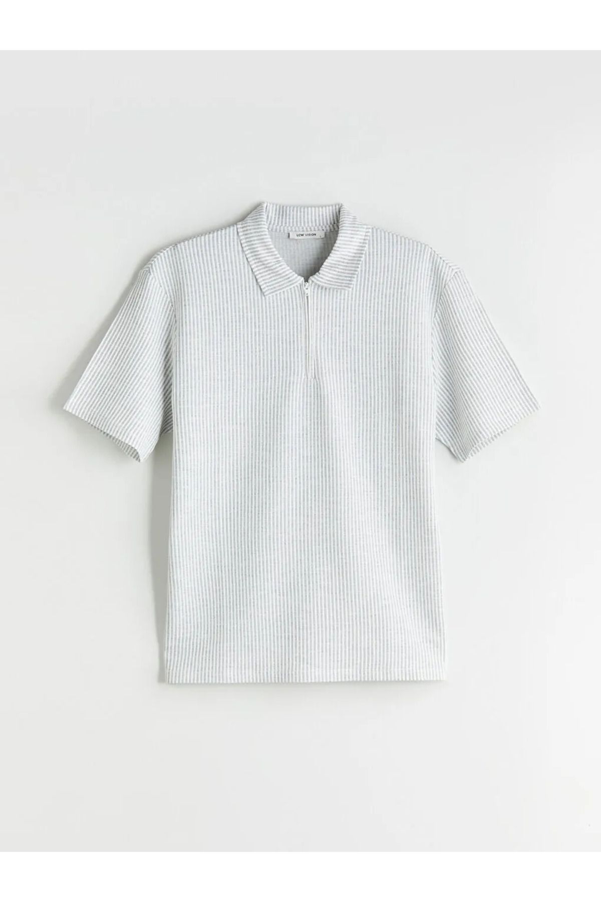 LC Waikiki LCW Vision Gri Polo Yaka Çizgili Erkek Tişört