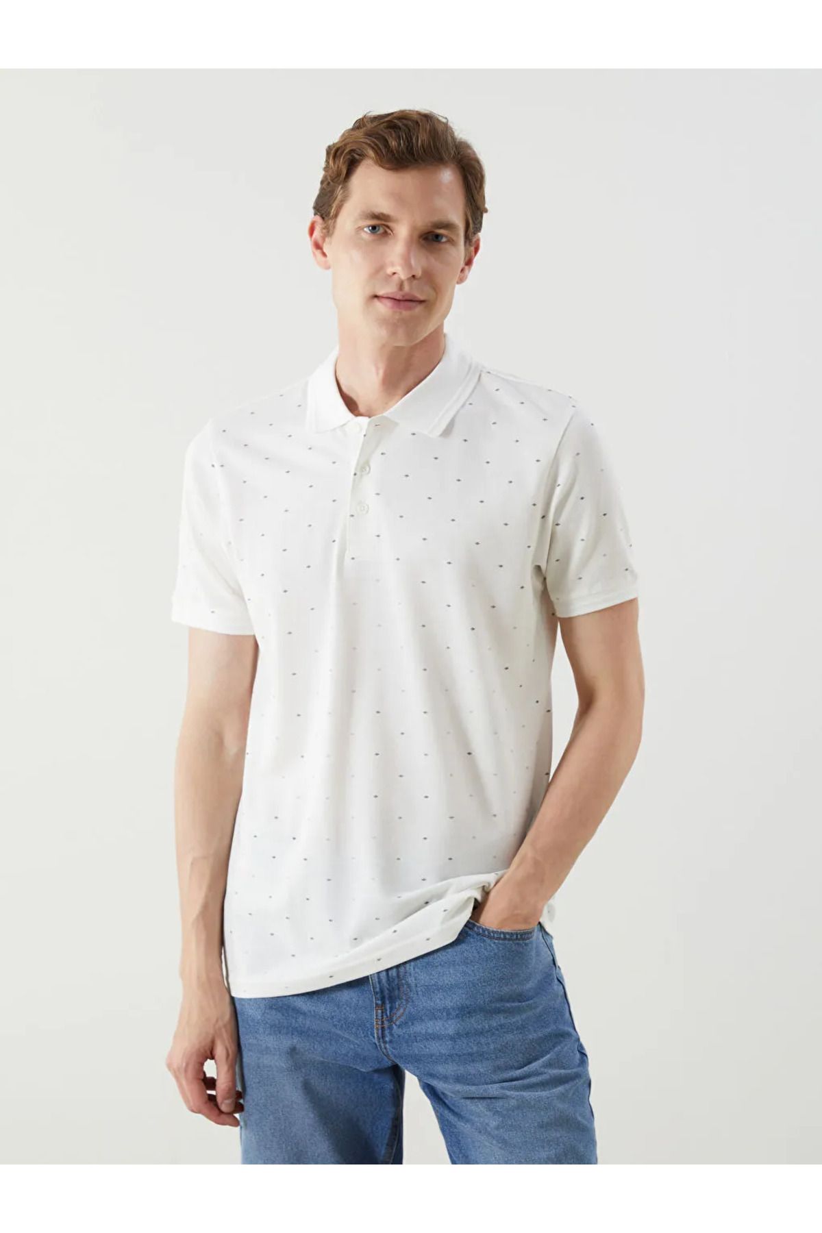 LC Waikiki LCWAIKIKI Classic Ekru Polo Yaka Desenli Pike Erkek Tişört