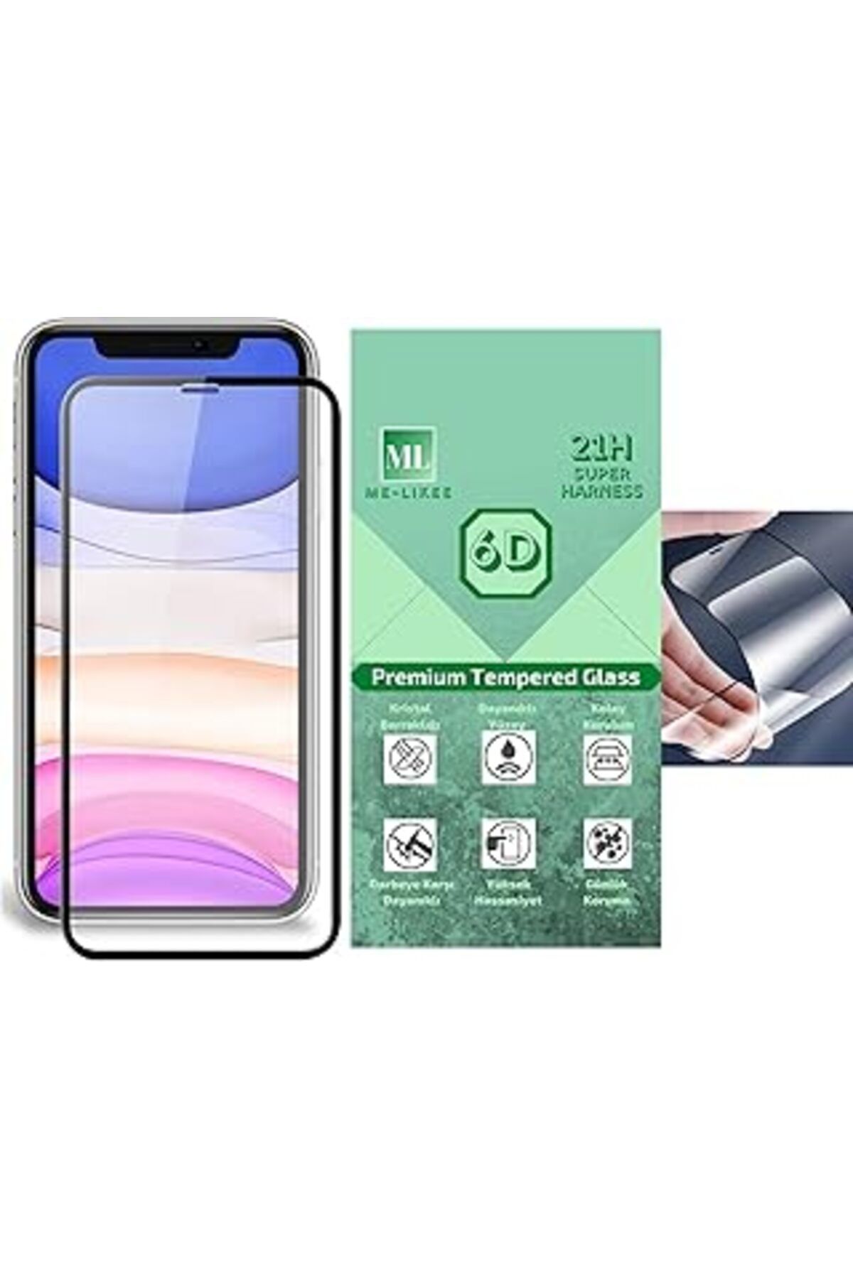 Qedii Ml Me-Likee Apple Iphone Xr Için Seramik Cam Ekran Koruyucu Tam Kaplayan Kırılmaz Full Cover Glas B