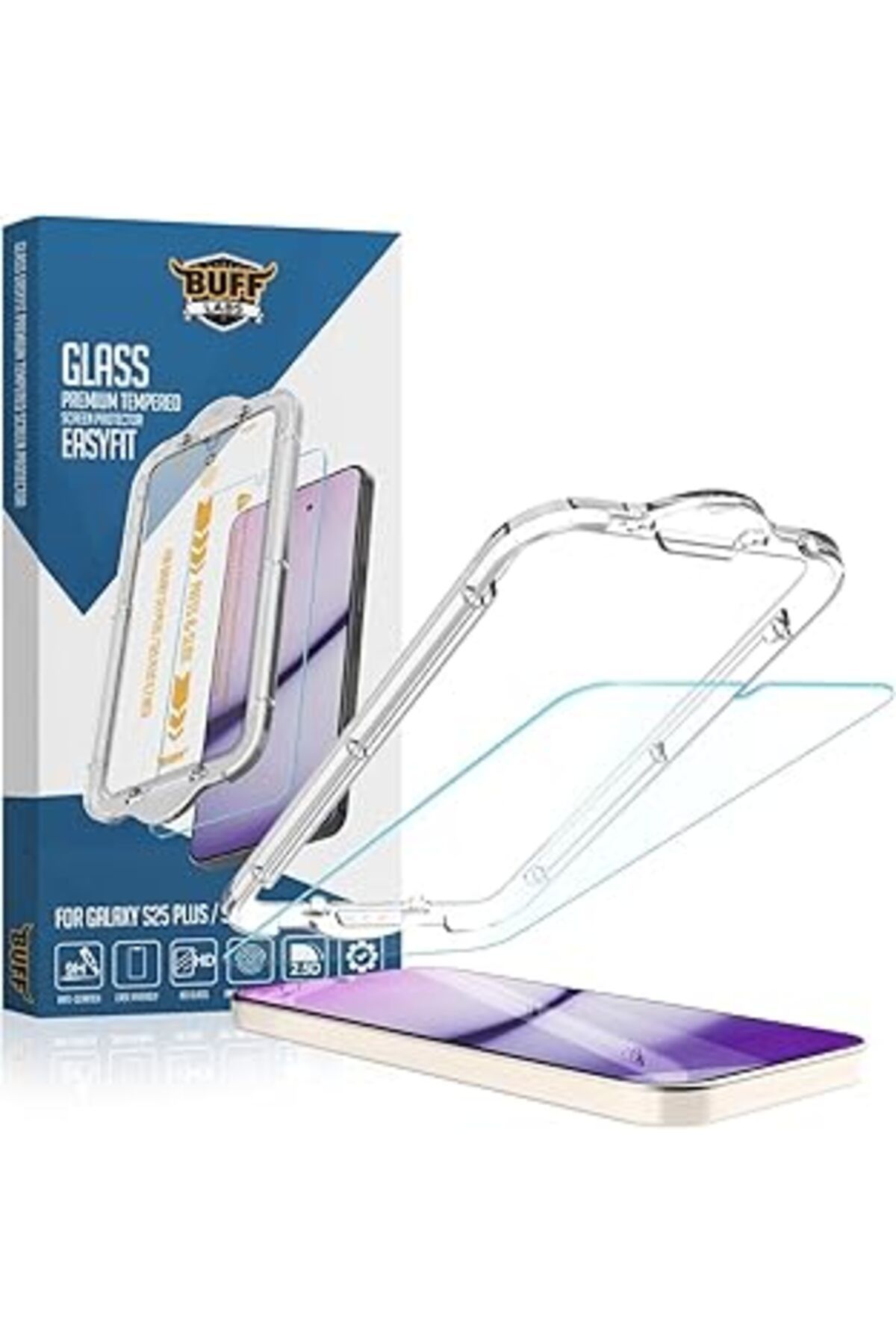 Qedii Buff Galaxy S25 Serisi Ile Uyumlu Easyfit Glass Kolay Uygulama Aparatlı Ekran Koruyucu Temperli Cam