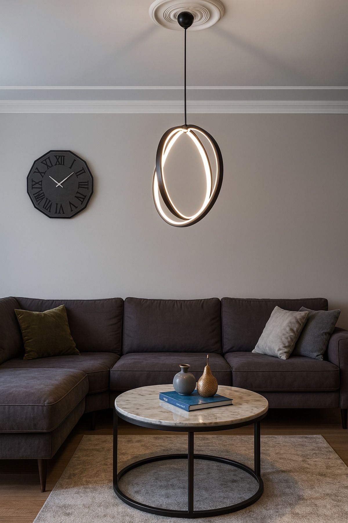 ARTILED 2'li Modern Siyah Metal Oval LED Sarkıt Avize - Minimal Tasarım