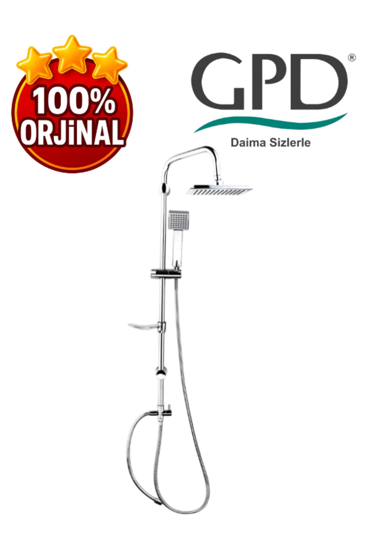 GPD DST19-3 Yönlendiricili Duş Seti (Tek Fonksiyonlu El Duşu + 200X200)