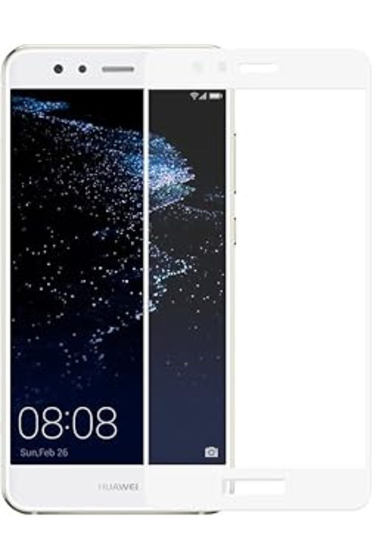 Qedii Ehr. Huawei P10 Lite Uyumlu Full Kaplayan Temperli 5D Ekran Koruyucu Cam (Beyaz)
