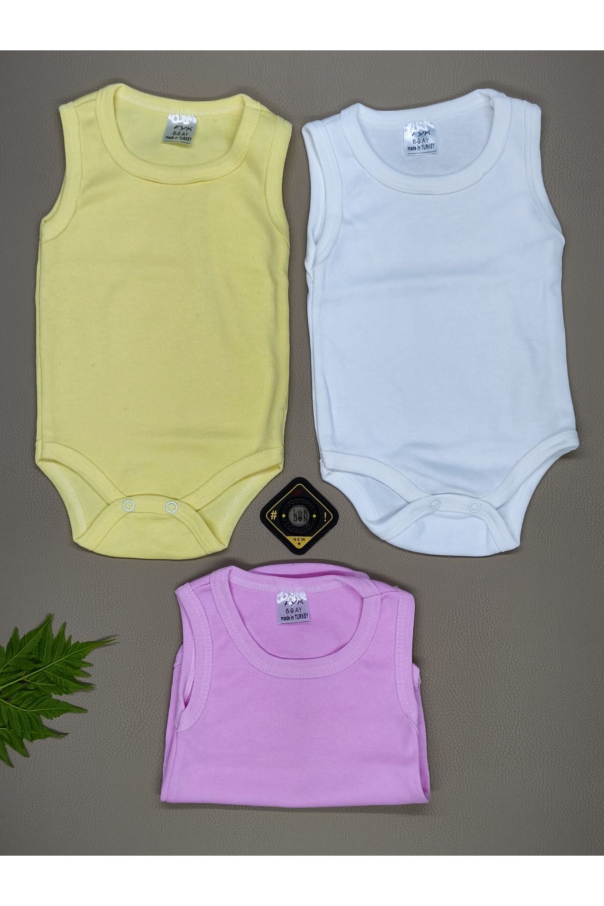 vieso 3lü Pamuklu Bebek Body Çıtçıtlı Atlet badi