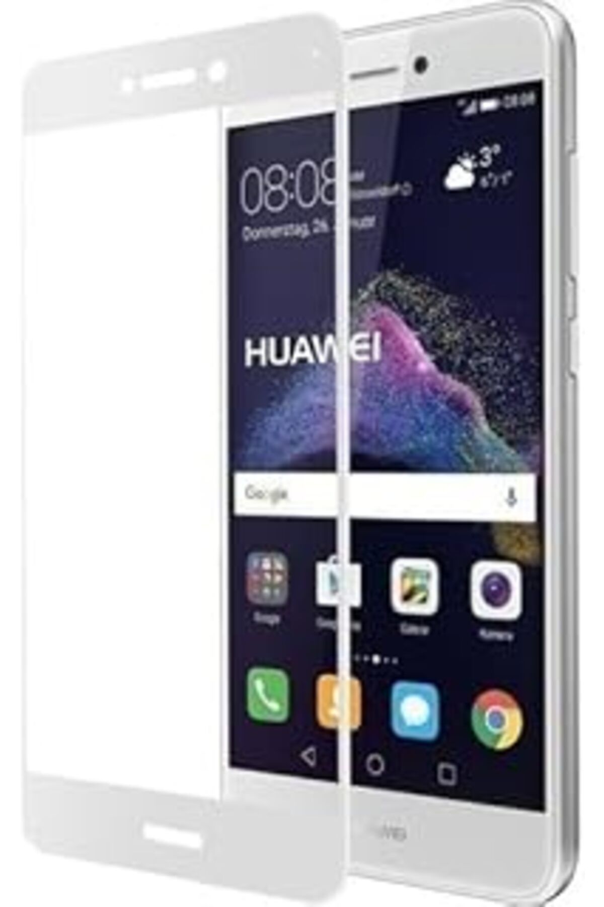 Qedii Ehr. Huawei Honor 7X Uyumlu Full Kaplayan Temperli 5D Ekran Koruyucu Cam (Beyaz)