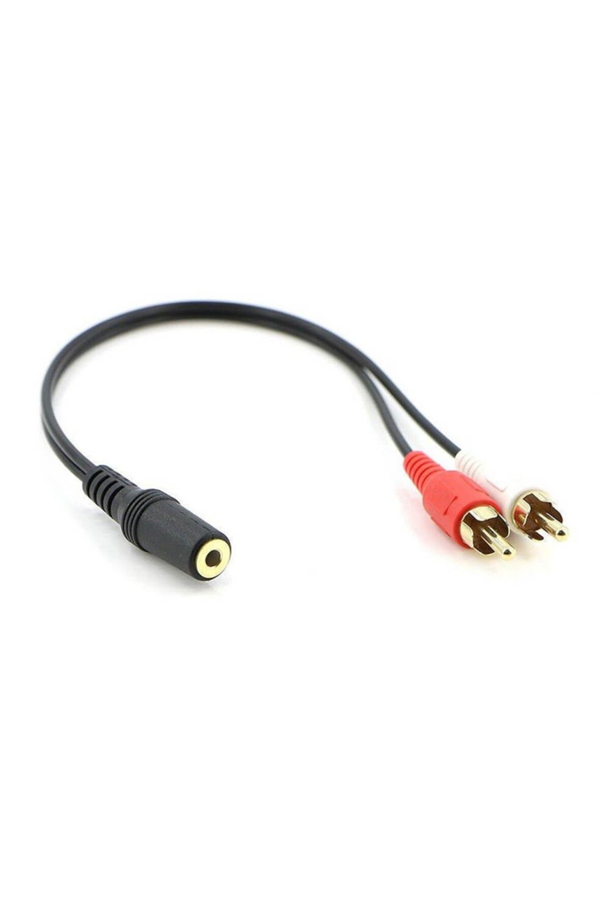Koodmax 3.5mm Stereo Erkek to 2 RCA Dişi Tos Ses Kablosu - AUX Dönüştürücü Kablo - 30cm