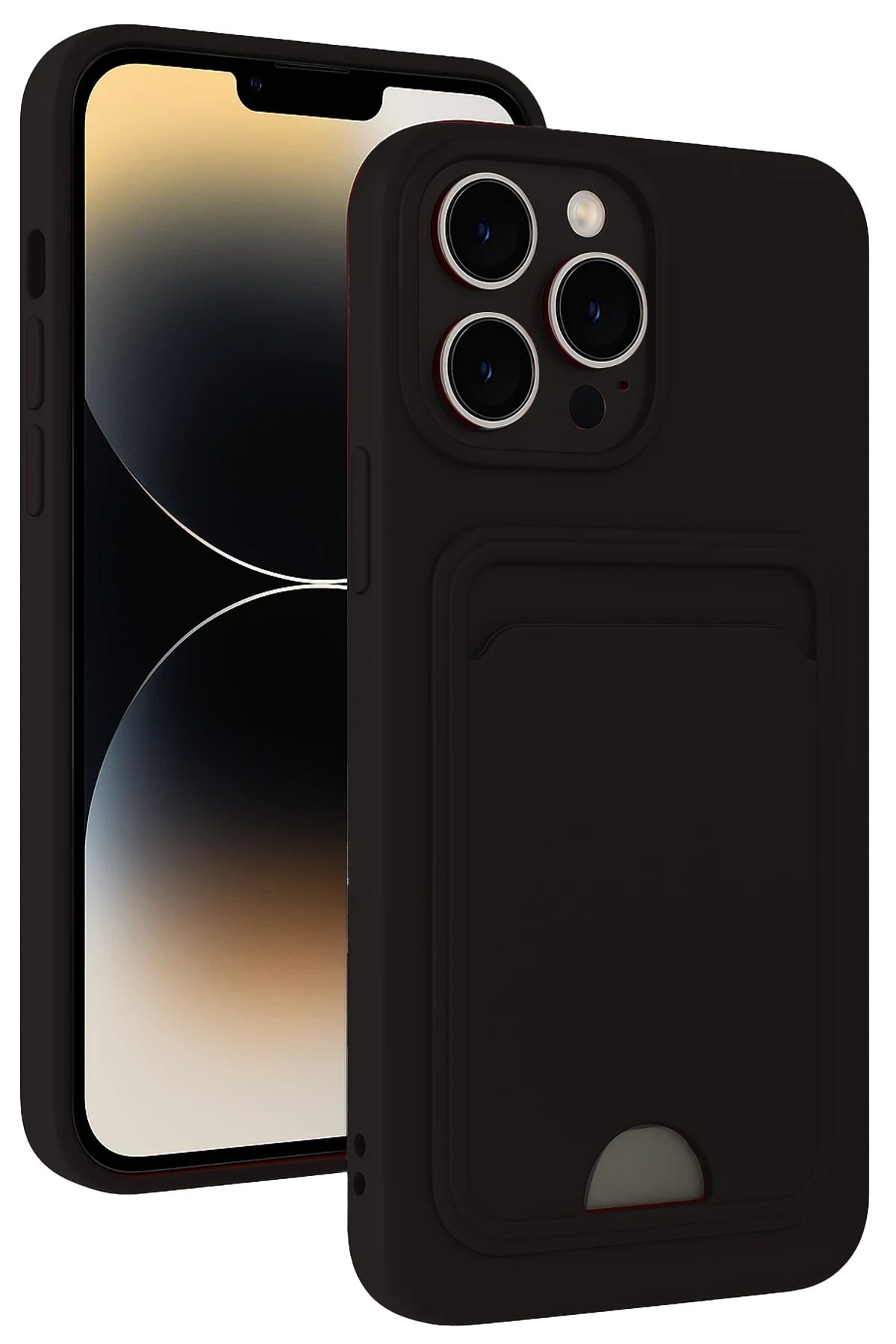 cepmoda iPhonE 13 PRO uyumlu | Kartlıklı Slim Telefon Kılıfı - Yumuşak iNce Silikon Kapak | SİYAH