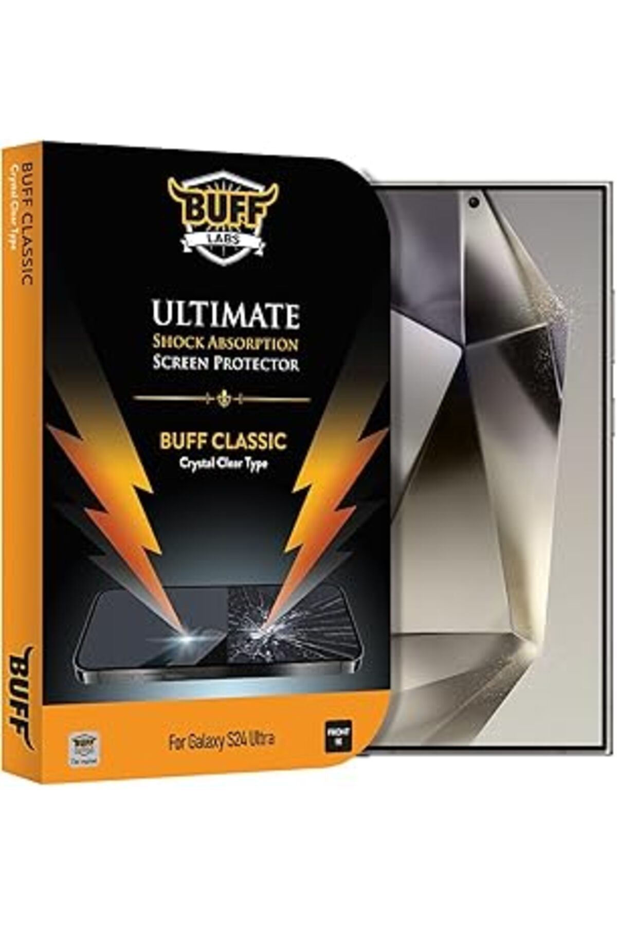 Qedii Buff Labs, Buff Galaxy S24 Serisi Classic Darbe Emici Ekran Koruyucu Film, S24 Ultra, Şeffaf