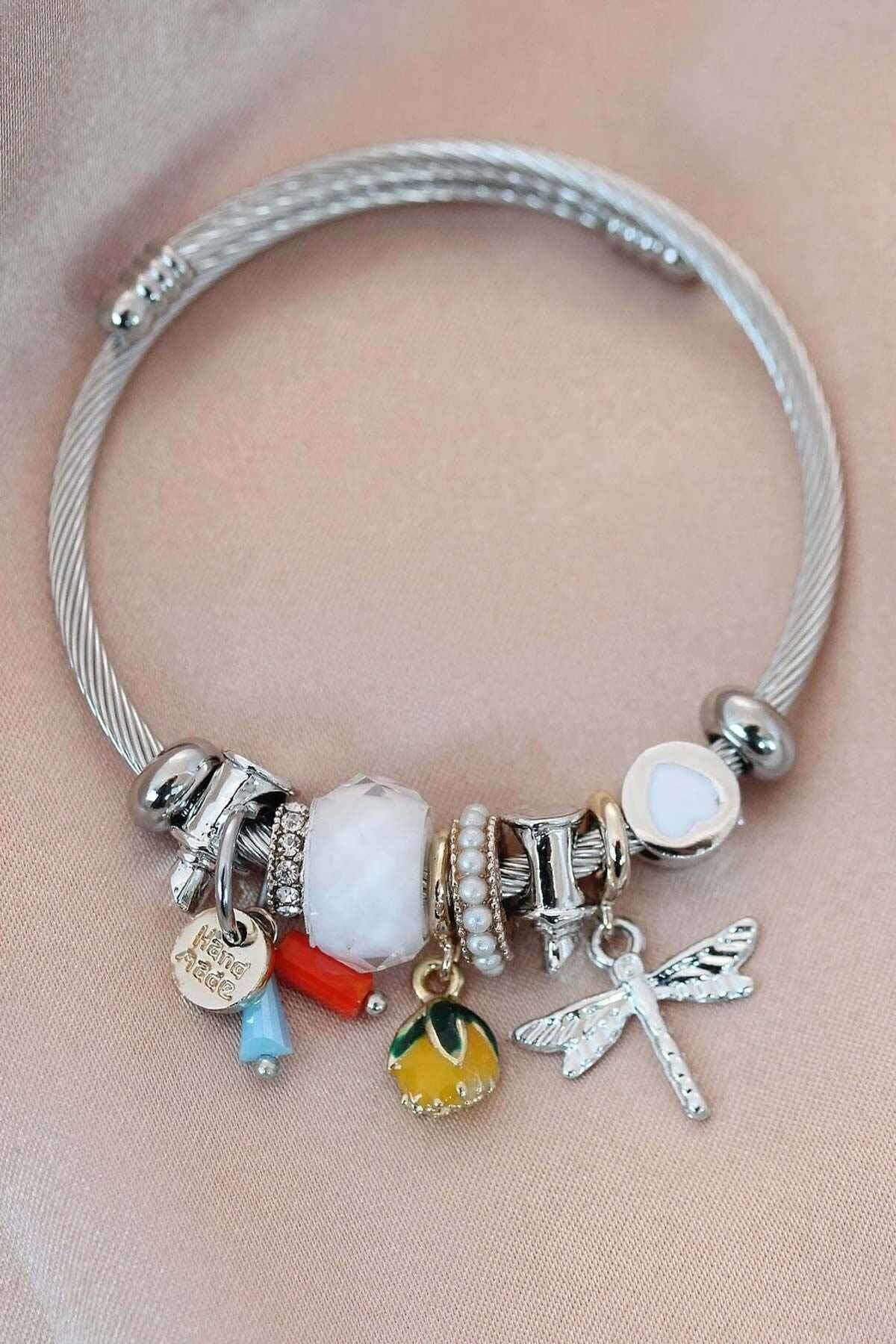 HEDİYEBOHÇAM Kadın Çelik Yusufçuk Model Charm Bilezik
