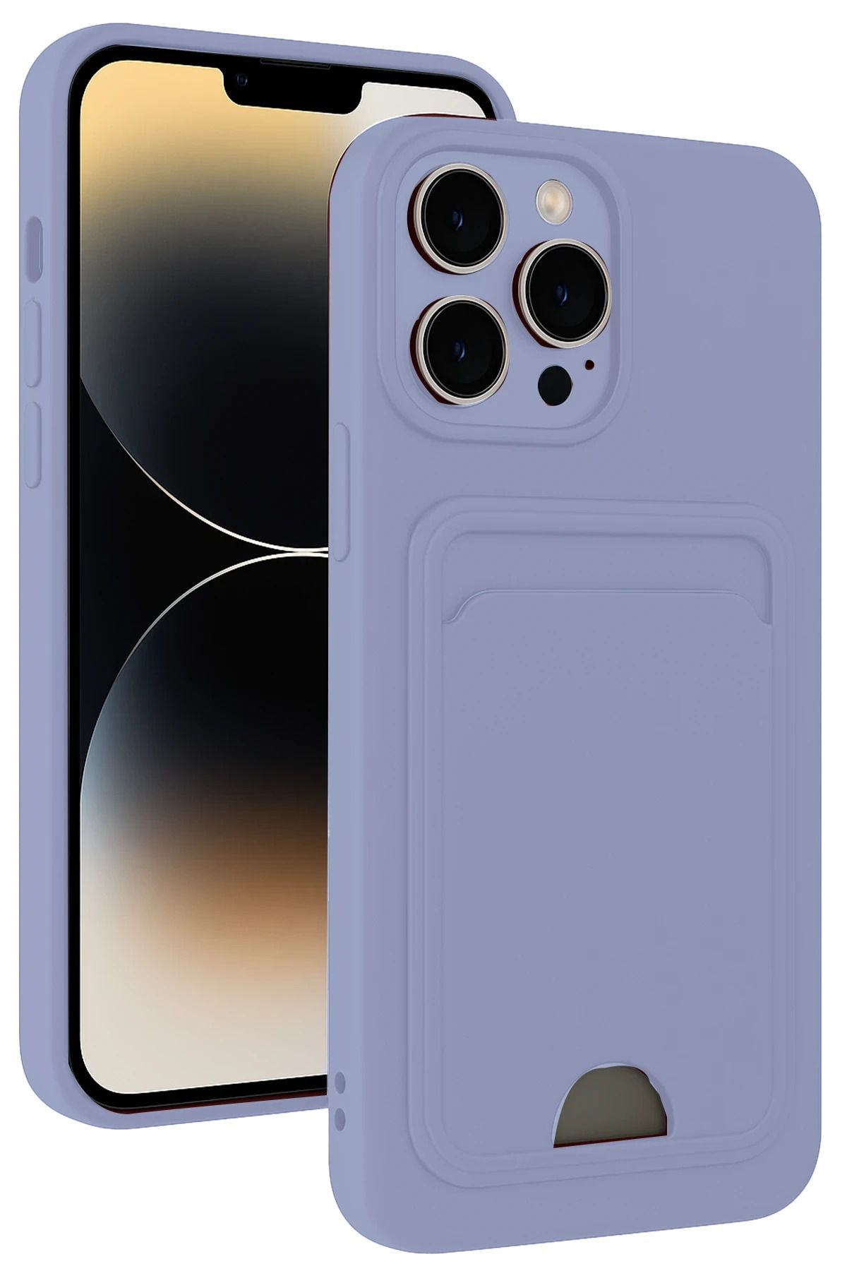 cepmoda iPhonE 13 PRO MAX | Kartlıklı Slim Telefon Kılıfı - Yumuşak iNce Silikon Kapak | LİLA