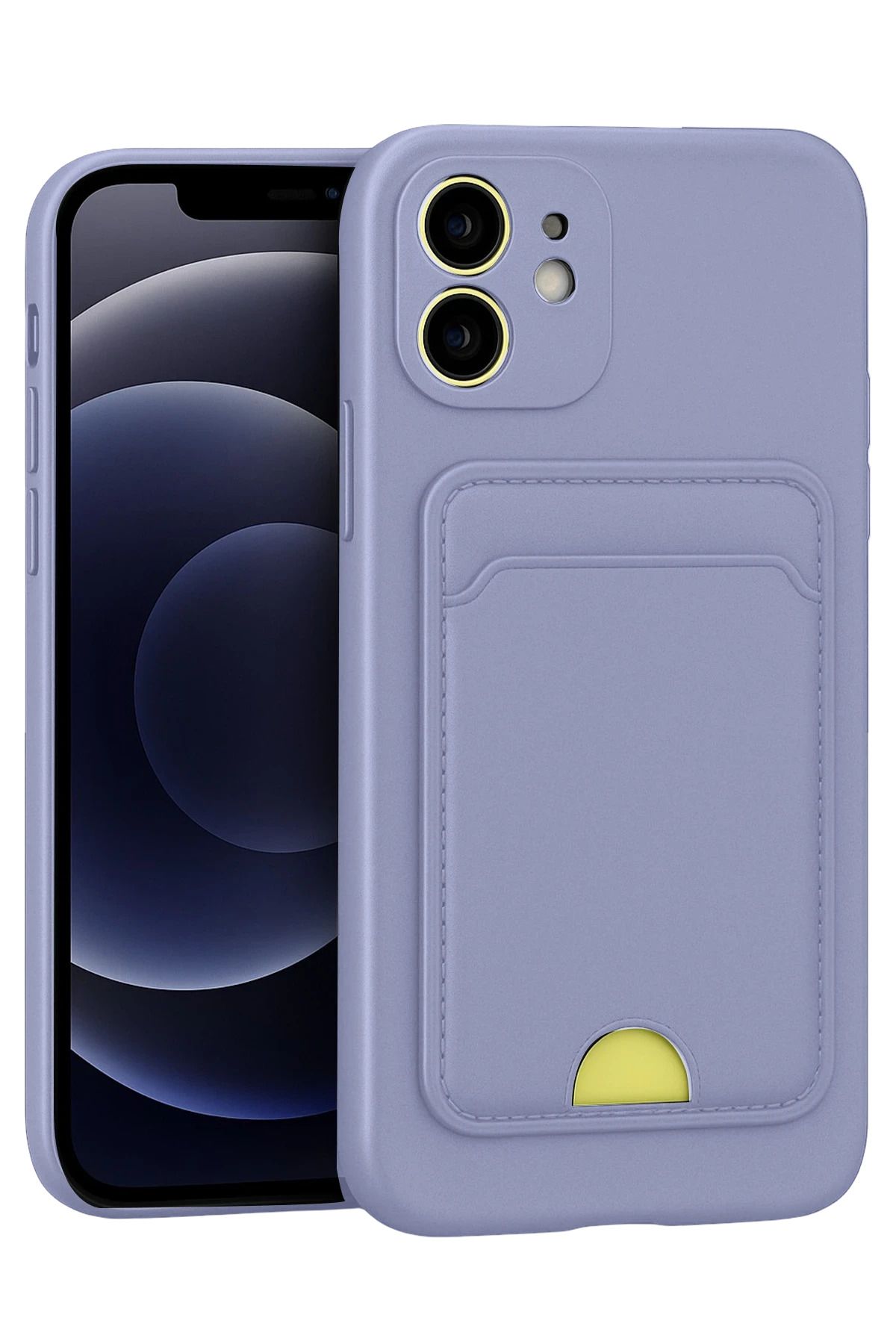 cepmoda iPhonE 11 Uyumlu Telefon Kılıfı | Kartlıklı, Slim Yumuşak ince Silikon Kapak | LİLA