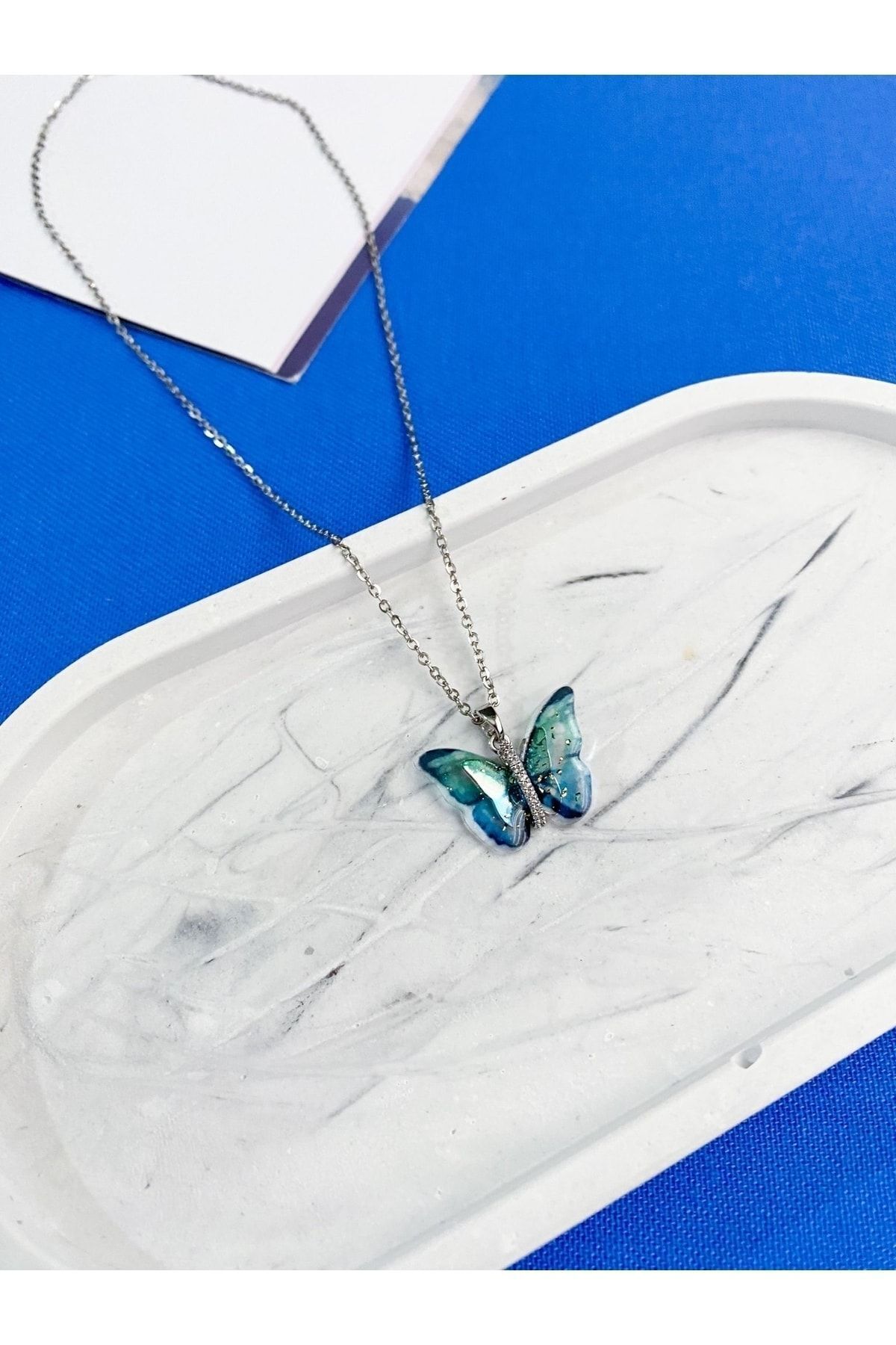 HEDİYEBOHÇAM Alpin Jewelry Kelebek Desenli Çelik Kolye
