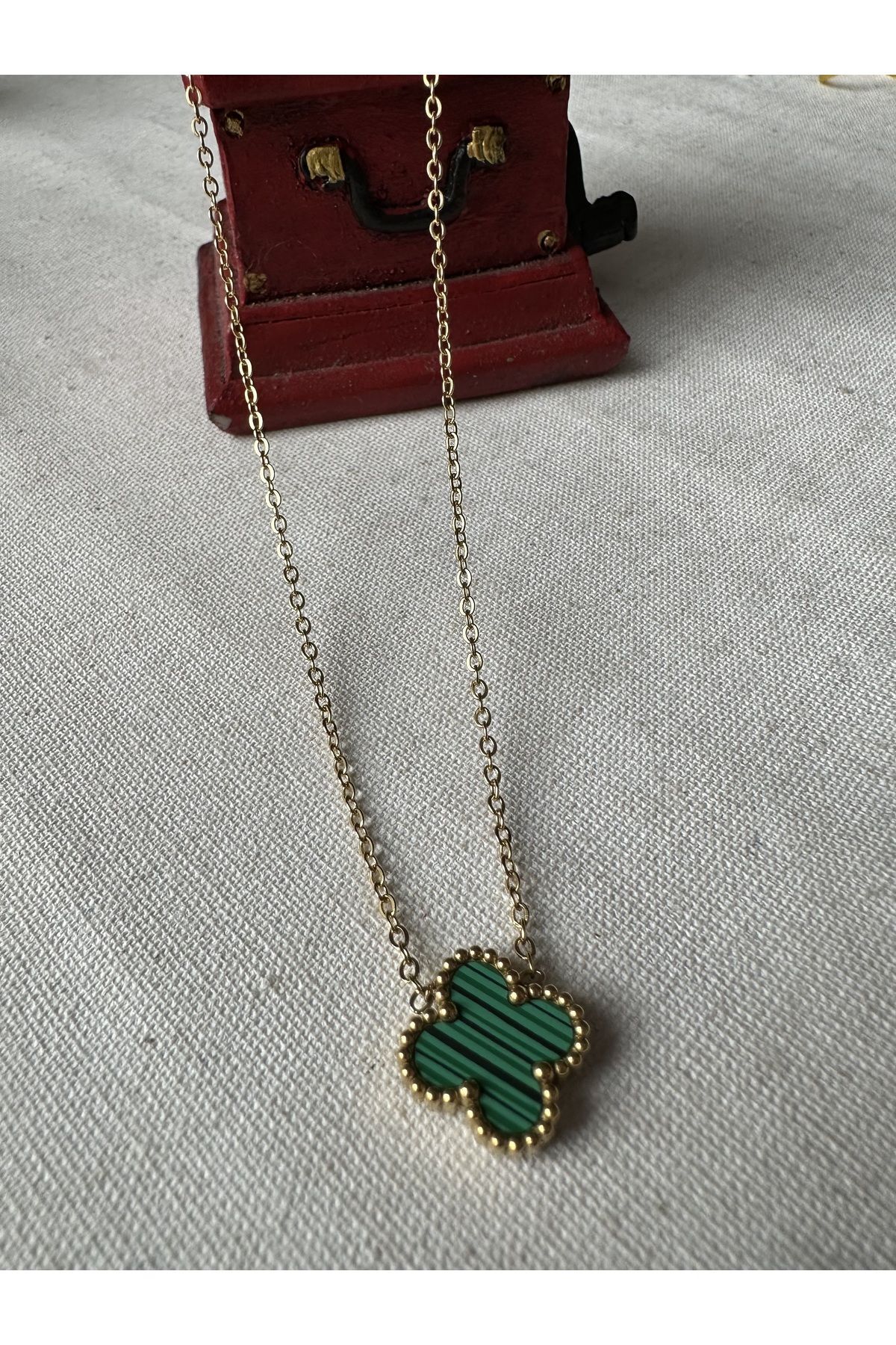 HEDİYEBOHÇAM Yeşi̇l Renk Van Cleef Yonca Kolye