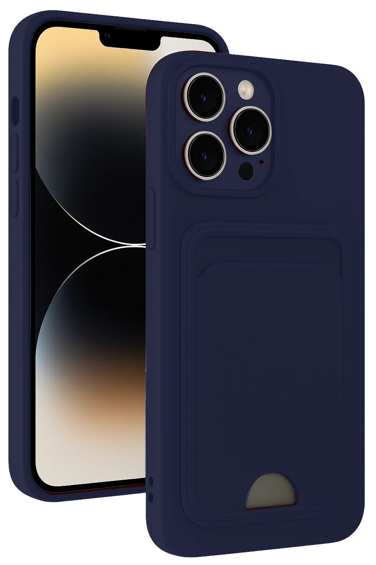 cepmoda iPhonE 13 PRO uyumlu | Kartlıklı Slim Telefon Kılıfı - Yumuşak iNce Silikon Kapak | LACİVERT