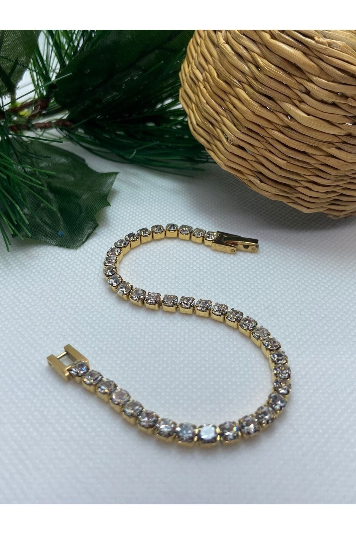 HEDİYEBOHÇAM Kadın 316l Çelik Gold Su Yolu Bileklik