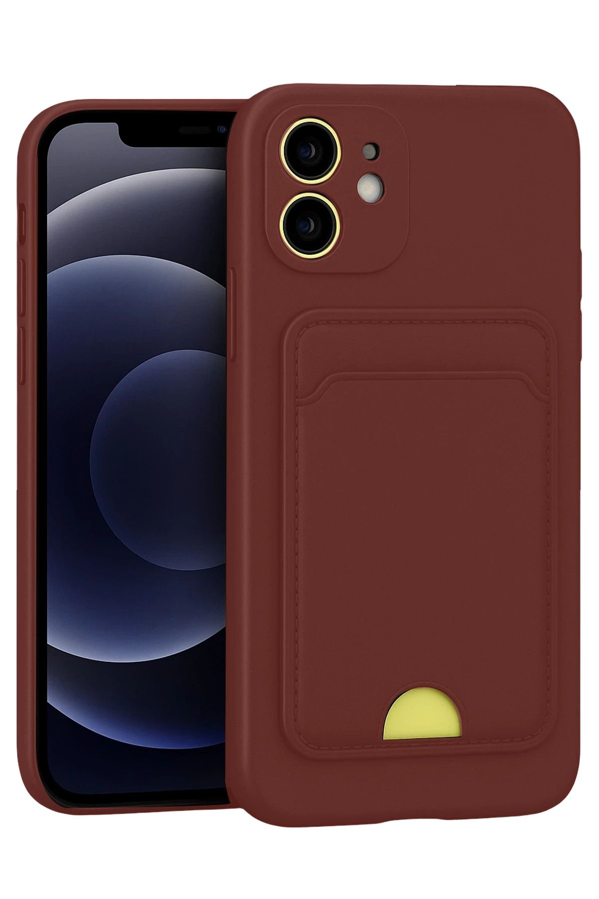 cepmoda iPhonE 11 Uyumlu Telefon Kılıfı | Kartlıklı, Slim Yumuşak ince Silikon Kapak | BORDO