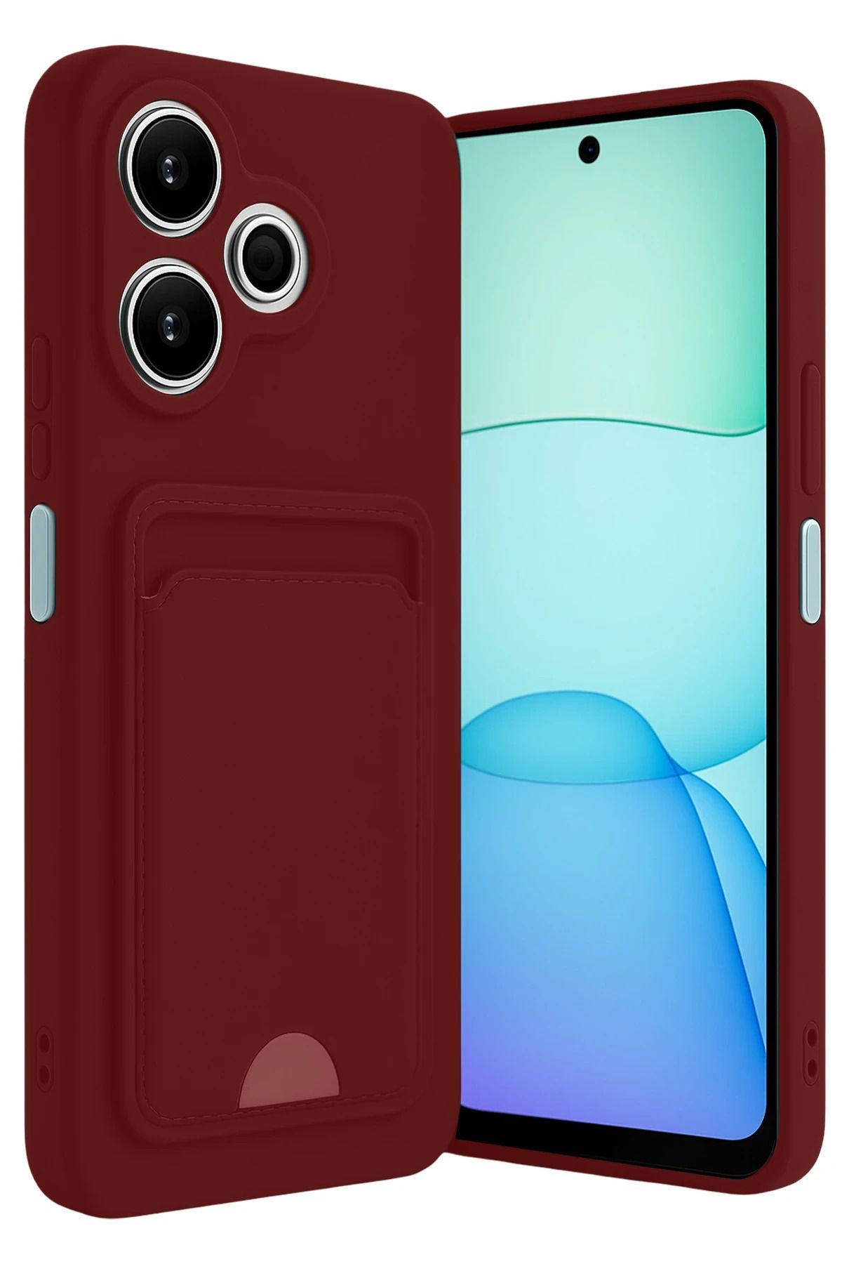 cepmoda Xiaomi Redmi 13 (4G) | Kartlıklı Slim Telefon Kılıfı - Yumuşak iNce Silikon Kapak | BORDO
