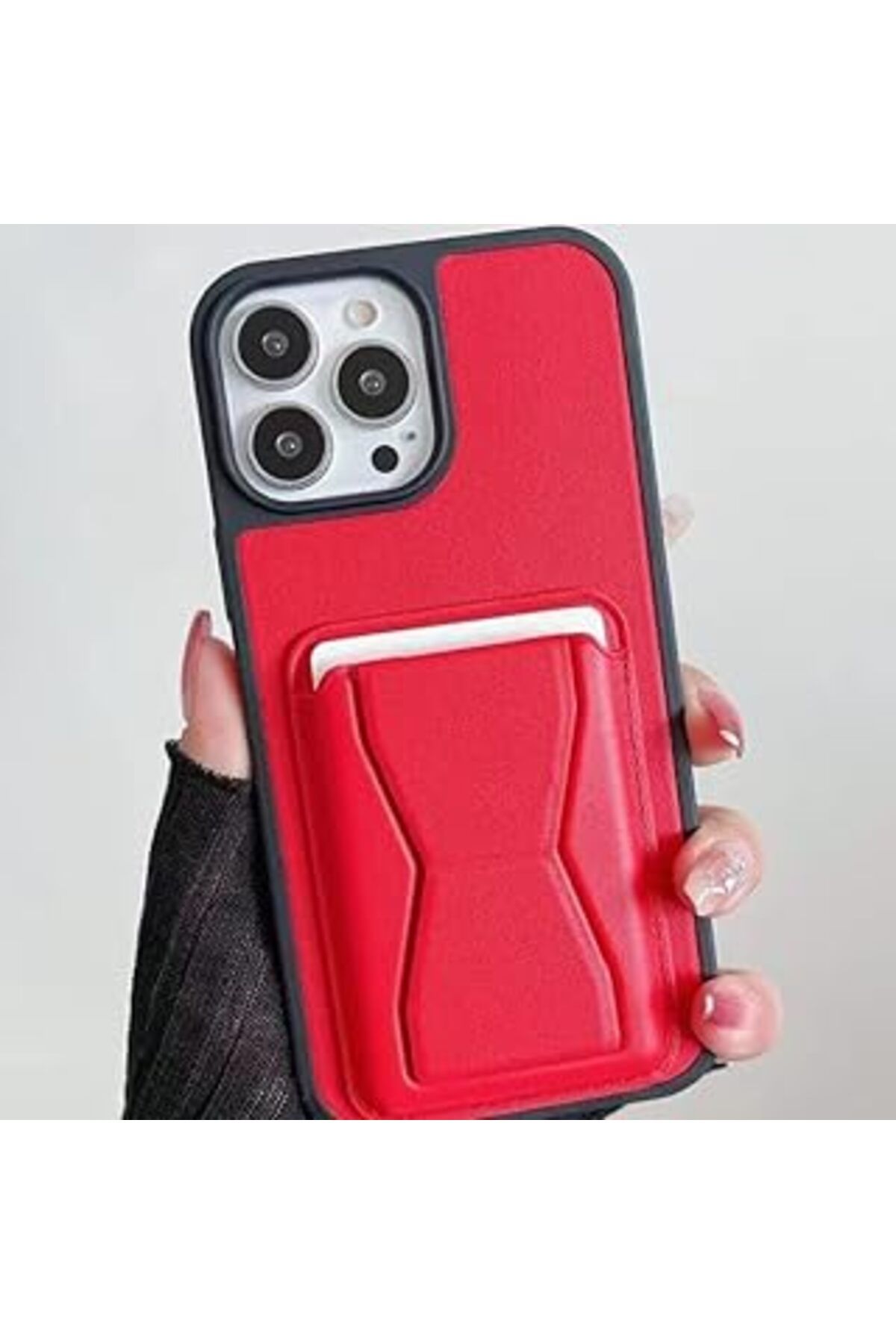 Pazarcan İphone 14 Pro Ile Uyumlu Kılıf Stand Olabilen Deri Kılıf Kartlık Özellikli Emollient İphone 14 Pro