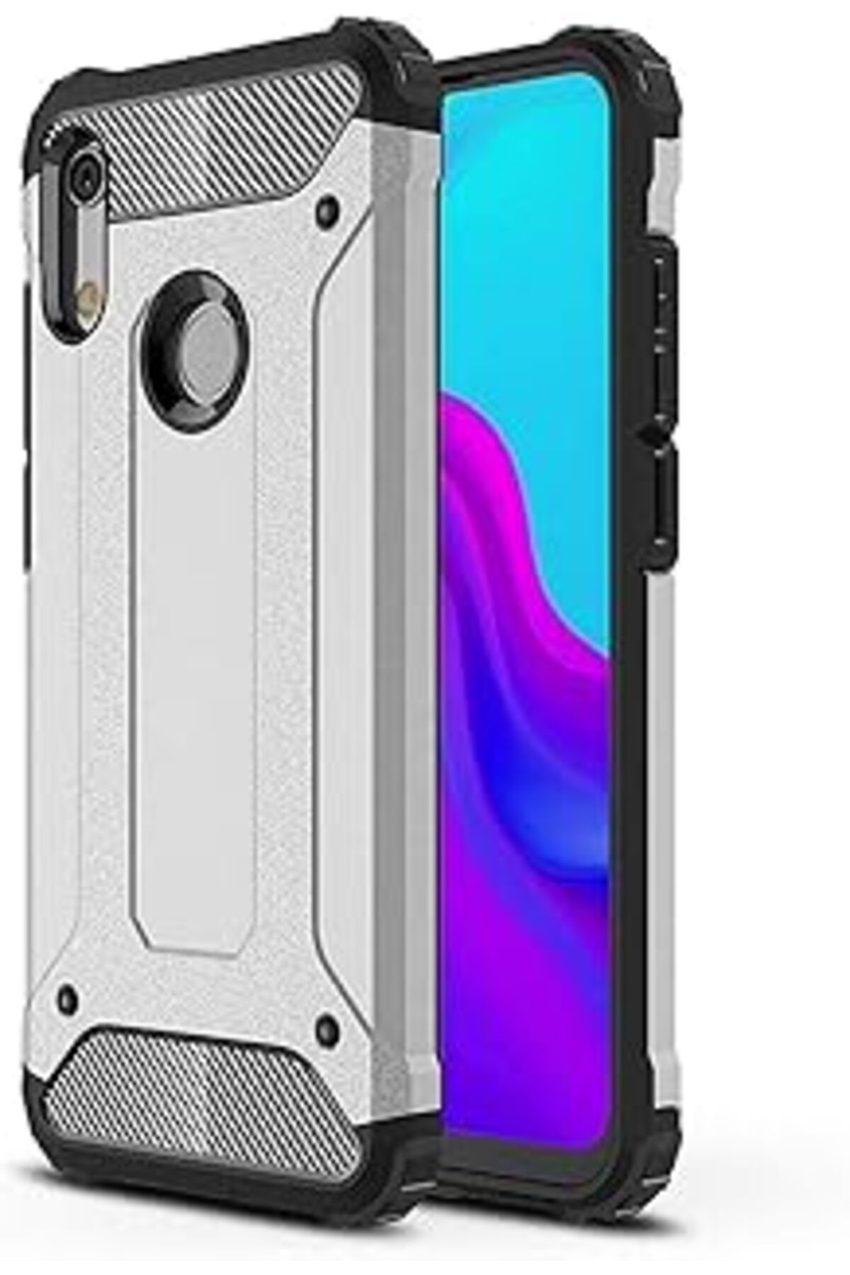 Pazarcan Microsonic Huawei Honor 8A Için Kılıf Rugged Armor Gümüş [Honor 8A Ile Uyumlu Kılıf - Gümüş]