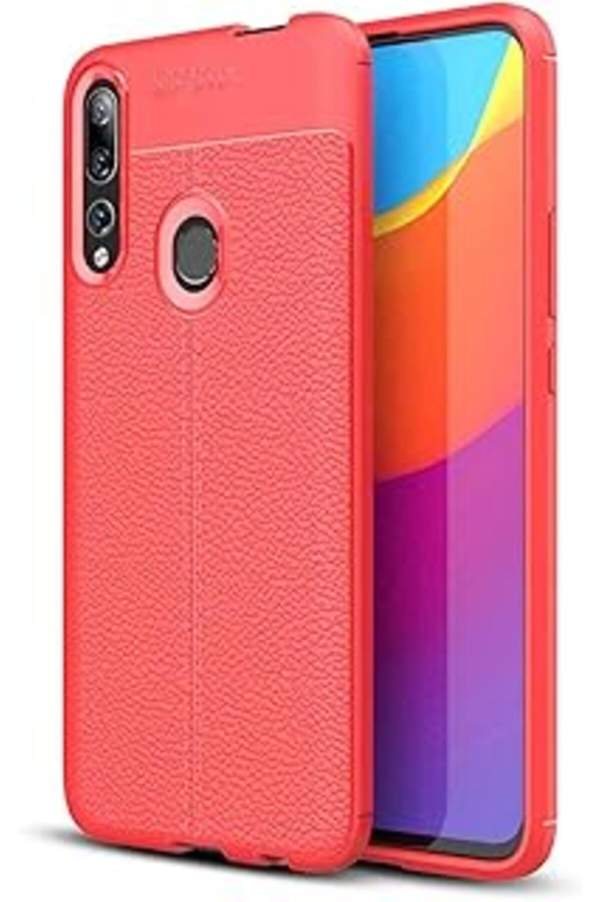 Pazarcan Microsonic Huawei P Smart Z Için Kılıf Deri Dokulu Silikon Kırmızı [p Smart Z Ile Uyumlu Kılıf - Kı
