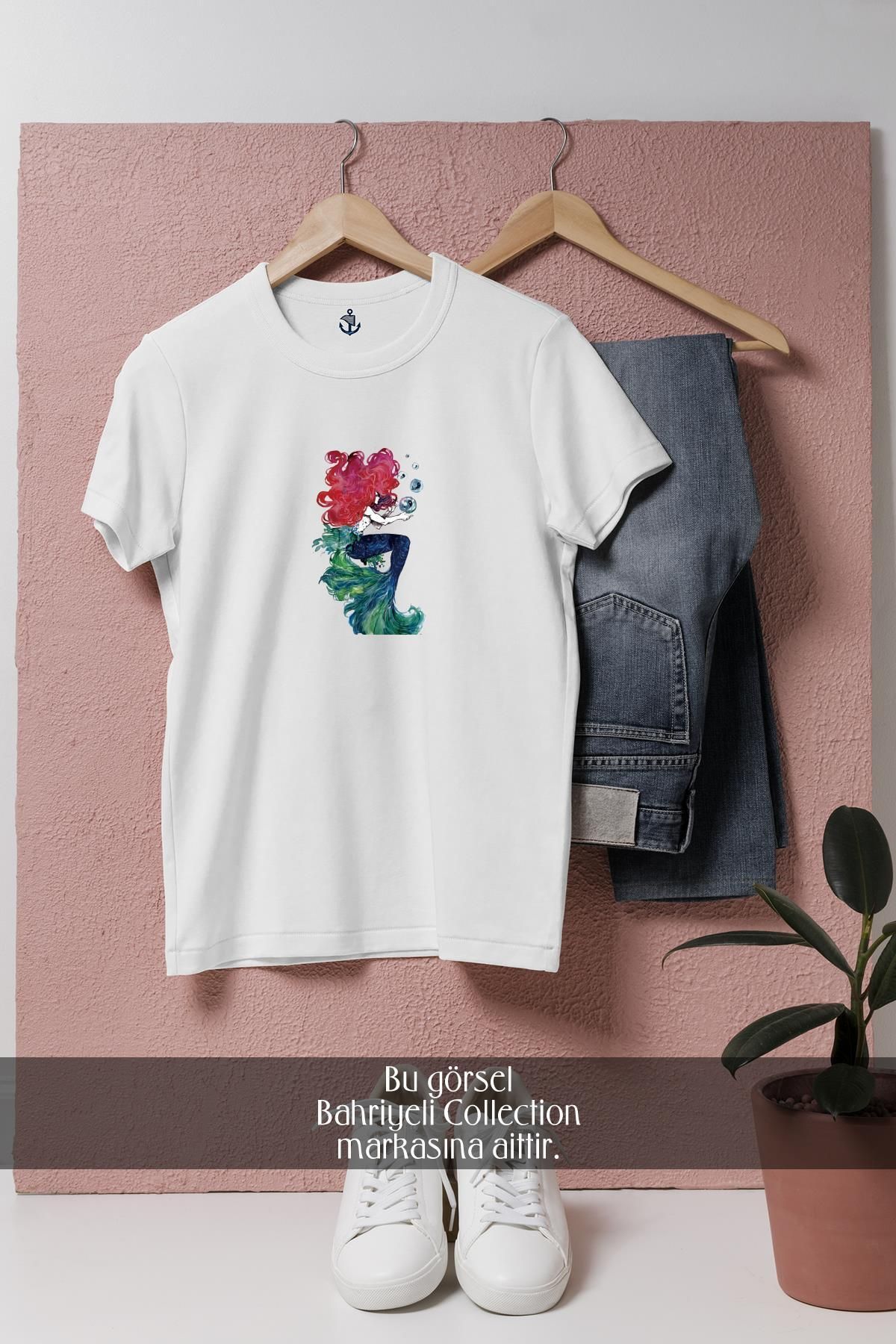 Bahriyeli Collection Oversize Colourful Abstract Mermaid With Magic Balls Tasarımlı Unisex T-Shirt