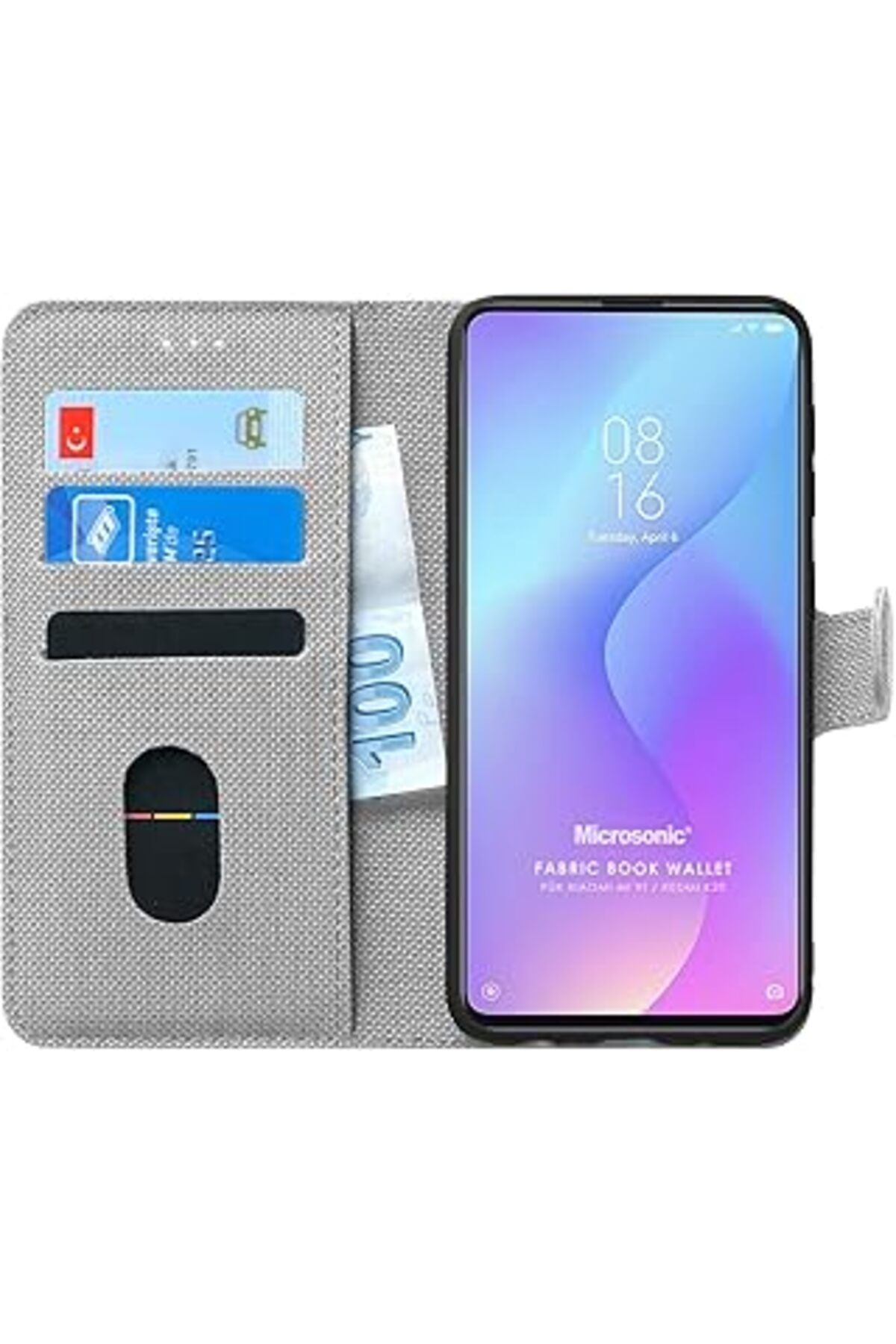 Pazarcan Microsonic Xiaomi Redmi K20 Için Kılıf Fabric Book Wallet Gri [redmi K20 Ile Uyumlu Kılıf - Gri]
