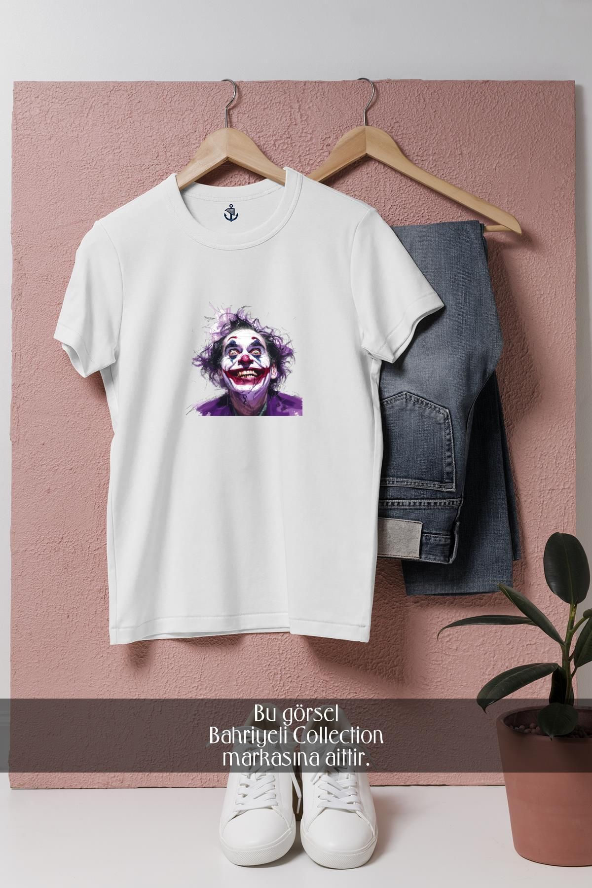 Bahriyeli Collection Oversize Joker Smiling Clown Face Paint Tasarımlı Unisex T-Shirt