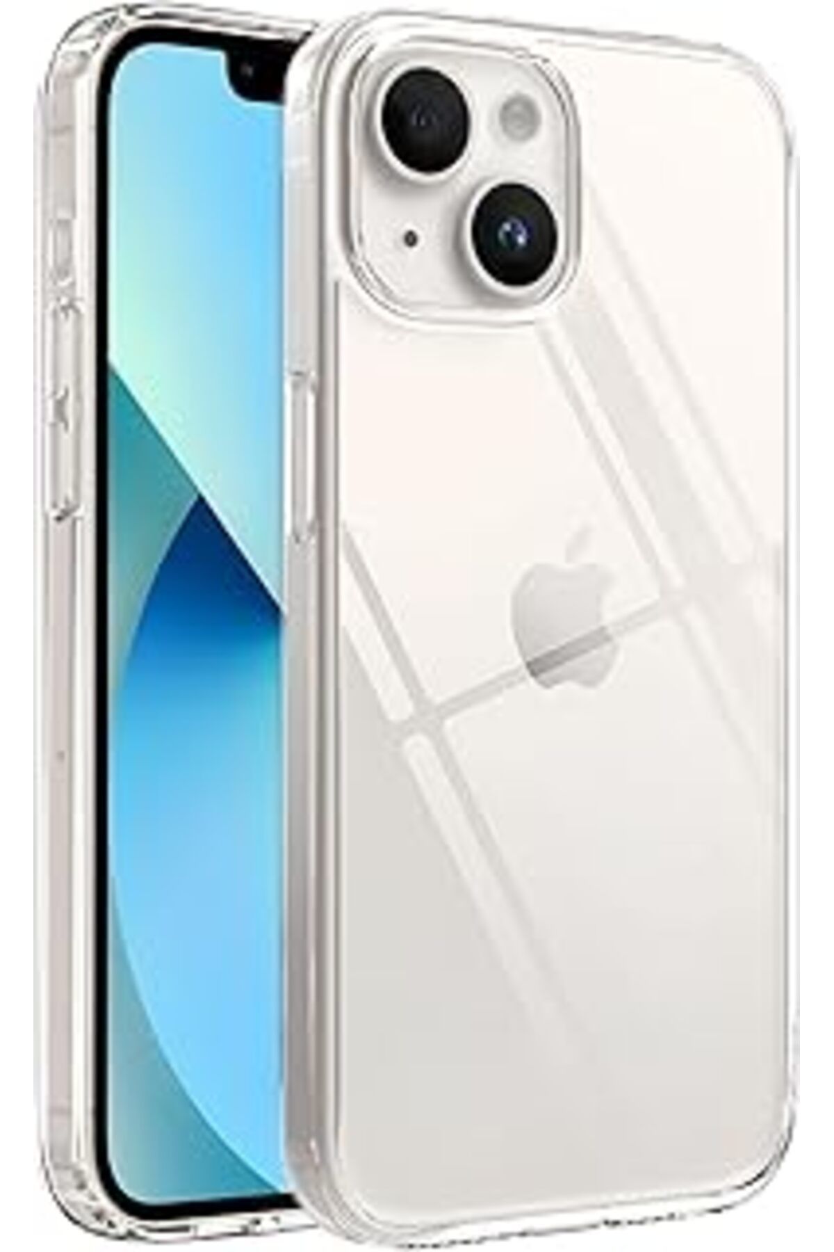 Pazarcan Minesk Iphone 13-14 Ile Uyumlu Cyrstal Clear Şeffaf Silikon Kılıf Arkası Sert Polikarbonat Kenarlar