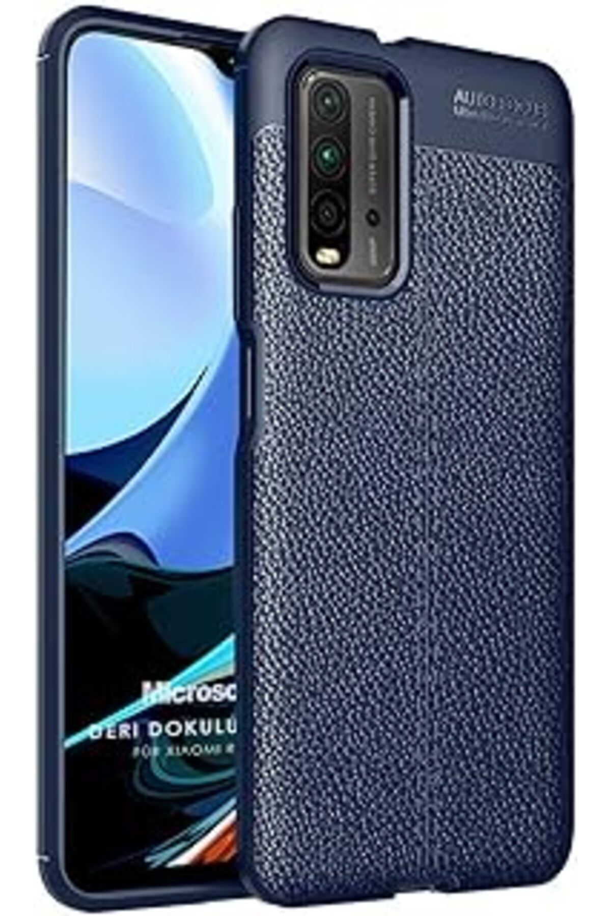 Pazarcan Microsonic Redmi 9T Kılıf Deri Dokulu Silikon Lacivert [Redmi 9T Ile Uyumlu Kılıf - Lacivert]
