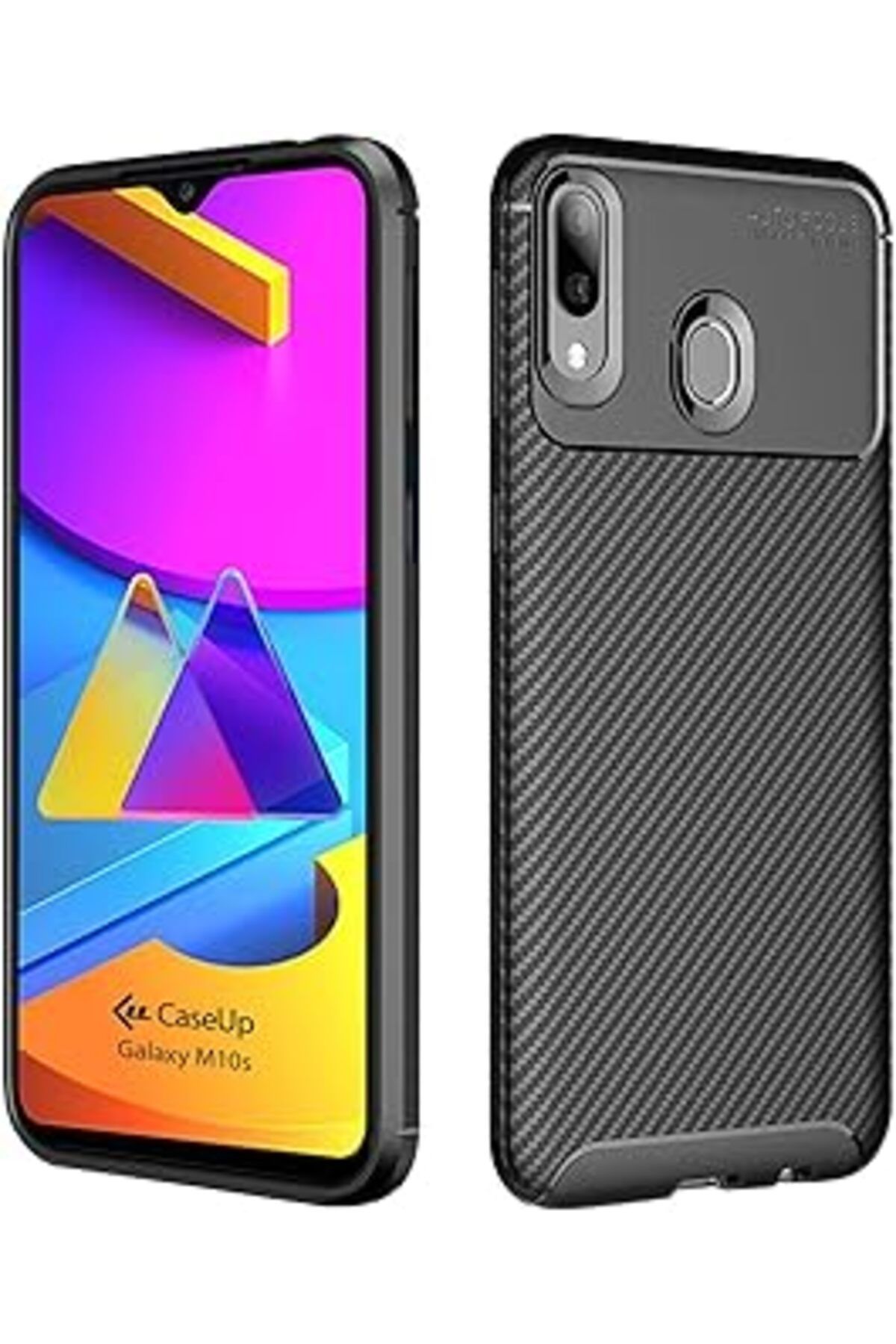 Pazarcan Caseup Galaxy M10S Uyumlu Kılıf, Caseup Fiber Design Siyah