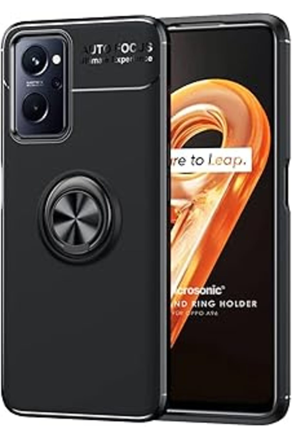 Pazarcan Microsonic Oppo A36 Için Kılıf Kickstand Ring Holder Siyah [A36 Ile Uyumlu Kılıf - Siyah]